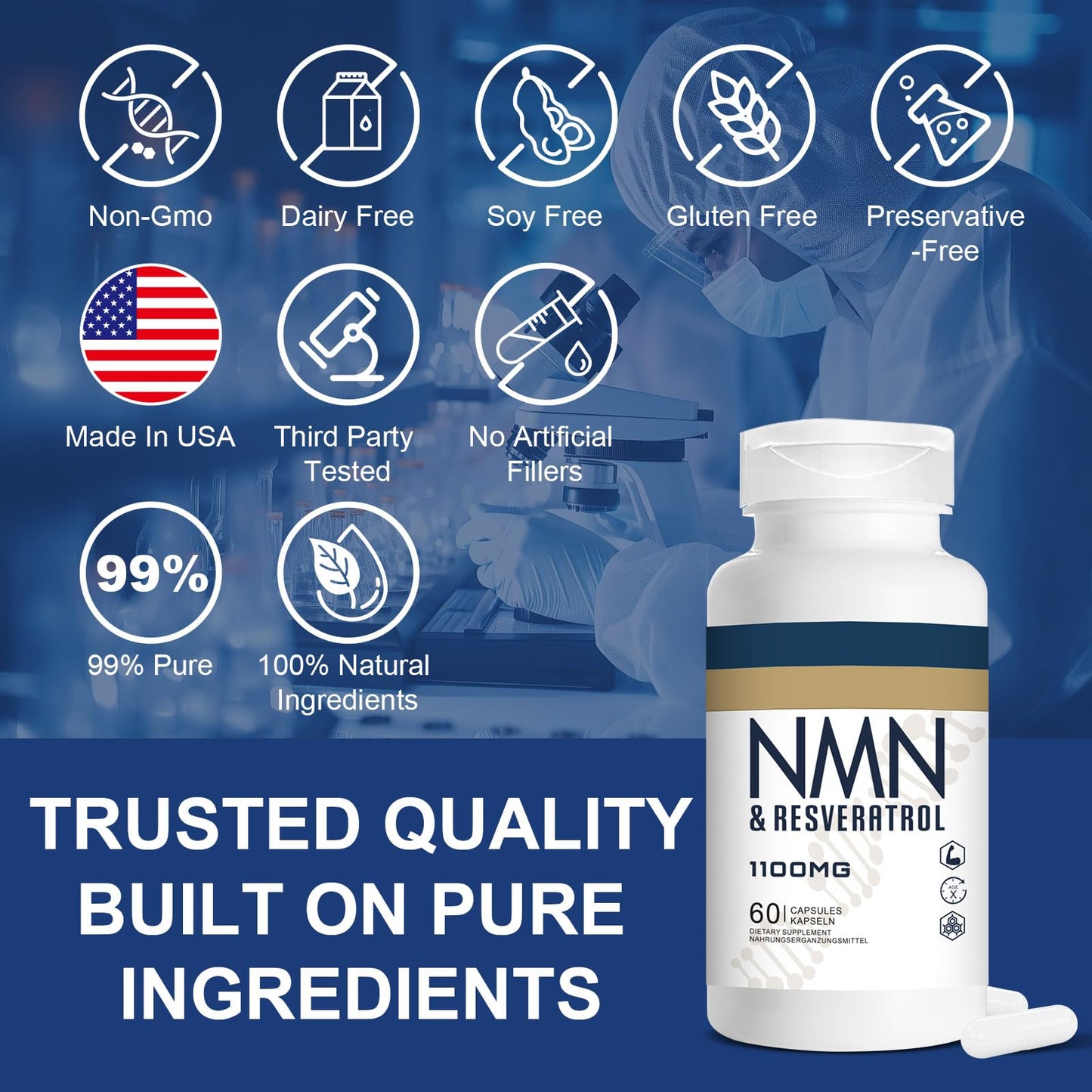 Jeaderly 1100mg NMN & Trans-Resveratrol, 3-in-1 Supplement Softgels, 60
