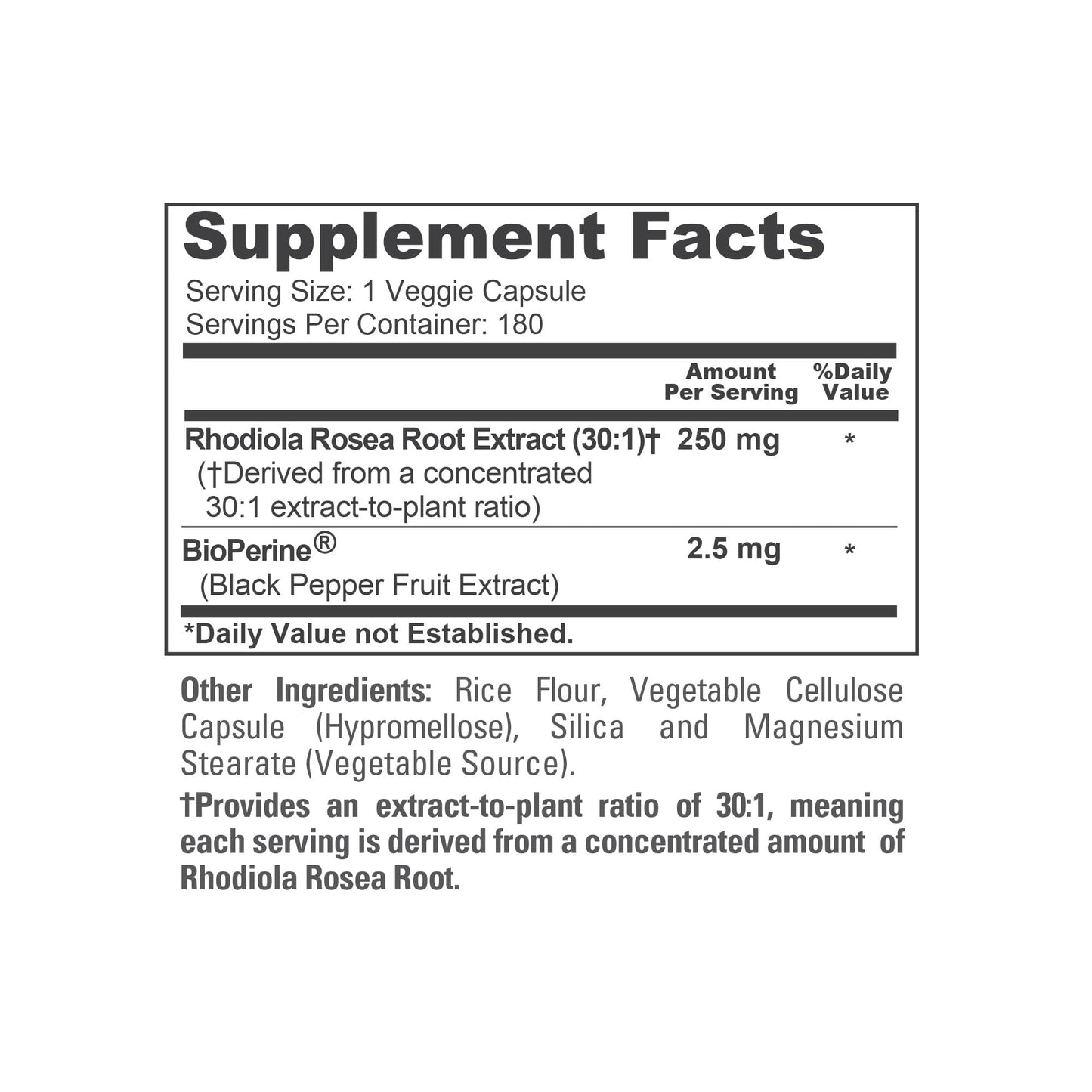NusaPure Rhodiola Rosea Capsules 180 Count