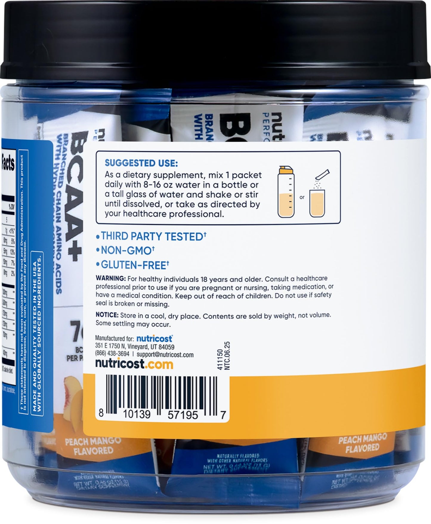 Nutricost BCAA+ Hydration Powder Peach Mango, 18