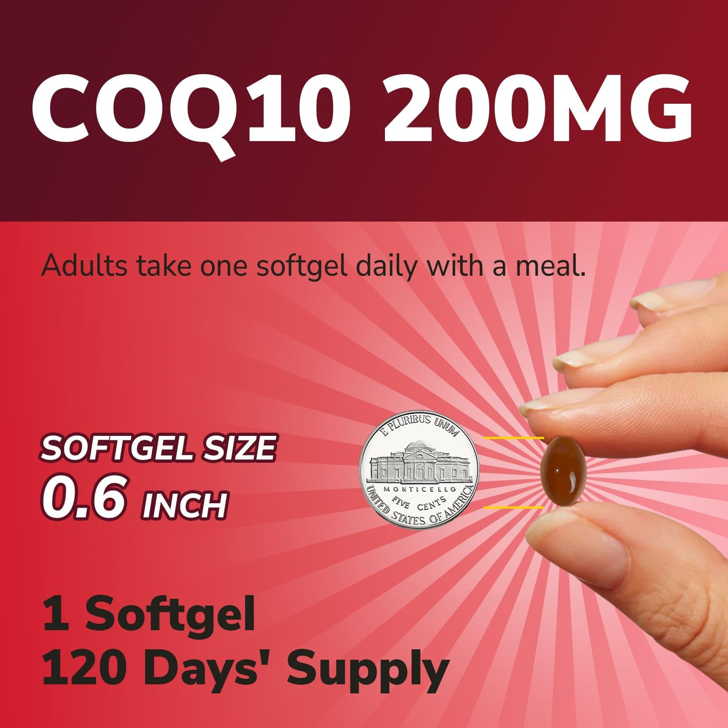Vitalibre CoQ10 200 mg with Extra Virgin Olive Oil Softgels 120 Count