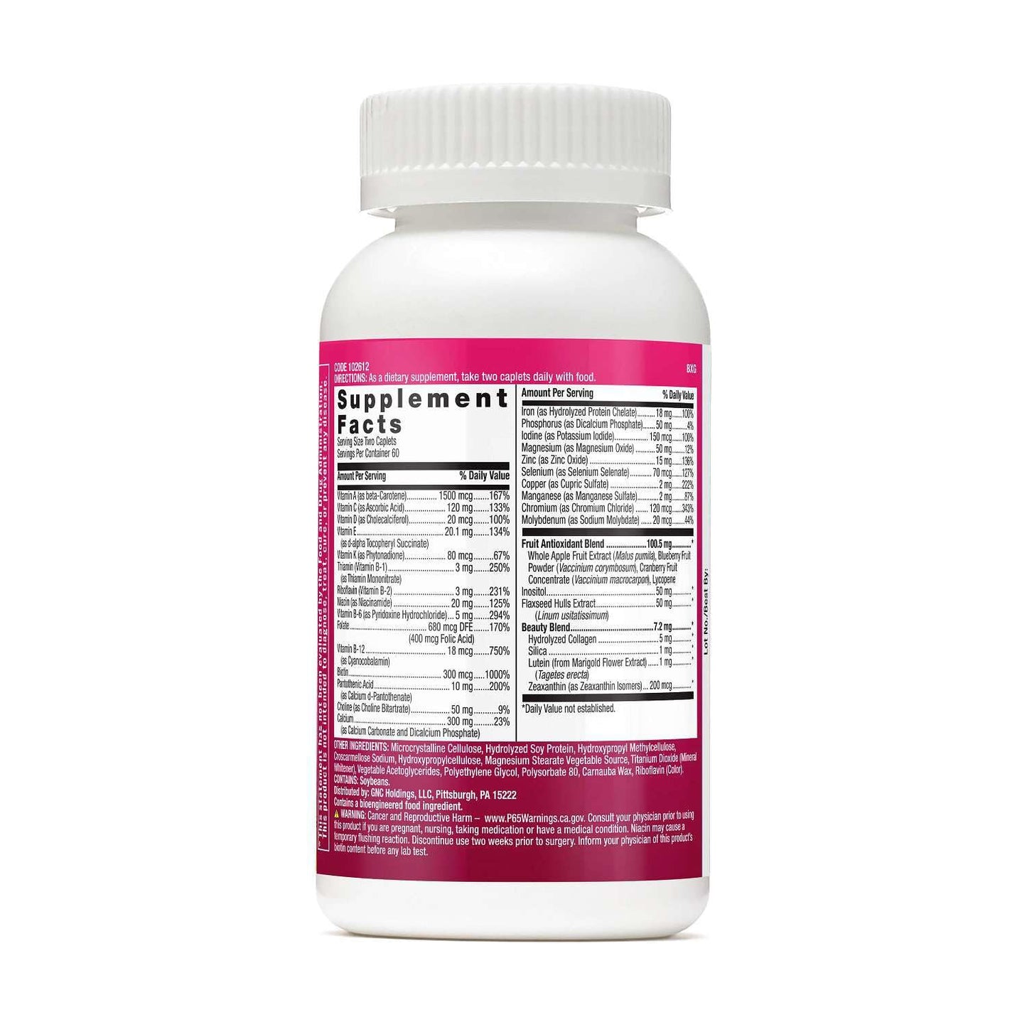 GNC Milestones Teen Multivitamin for Girls 12-17 Caplets, 120 Count