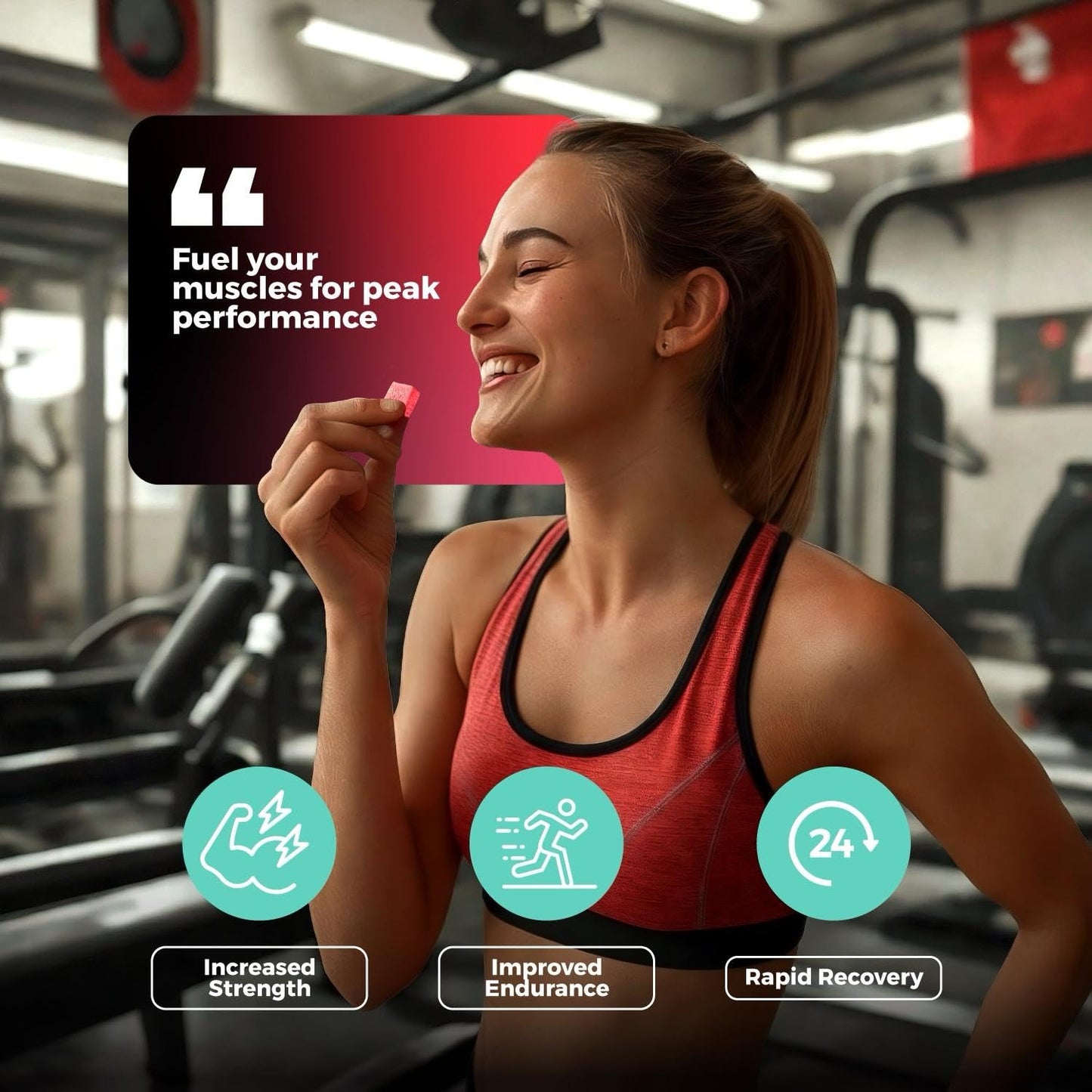 Jaeva Sugar Free Creatine Monohydrate Gummies 5g, Strawberry, 120 Gummies