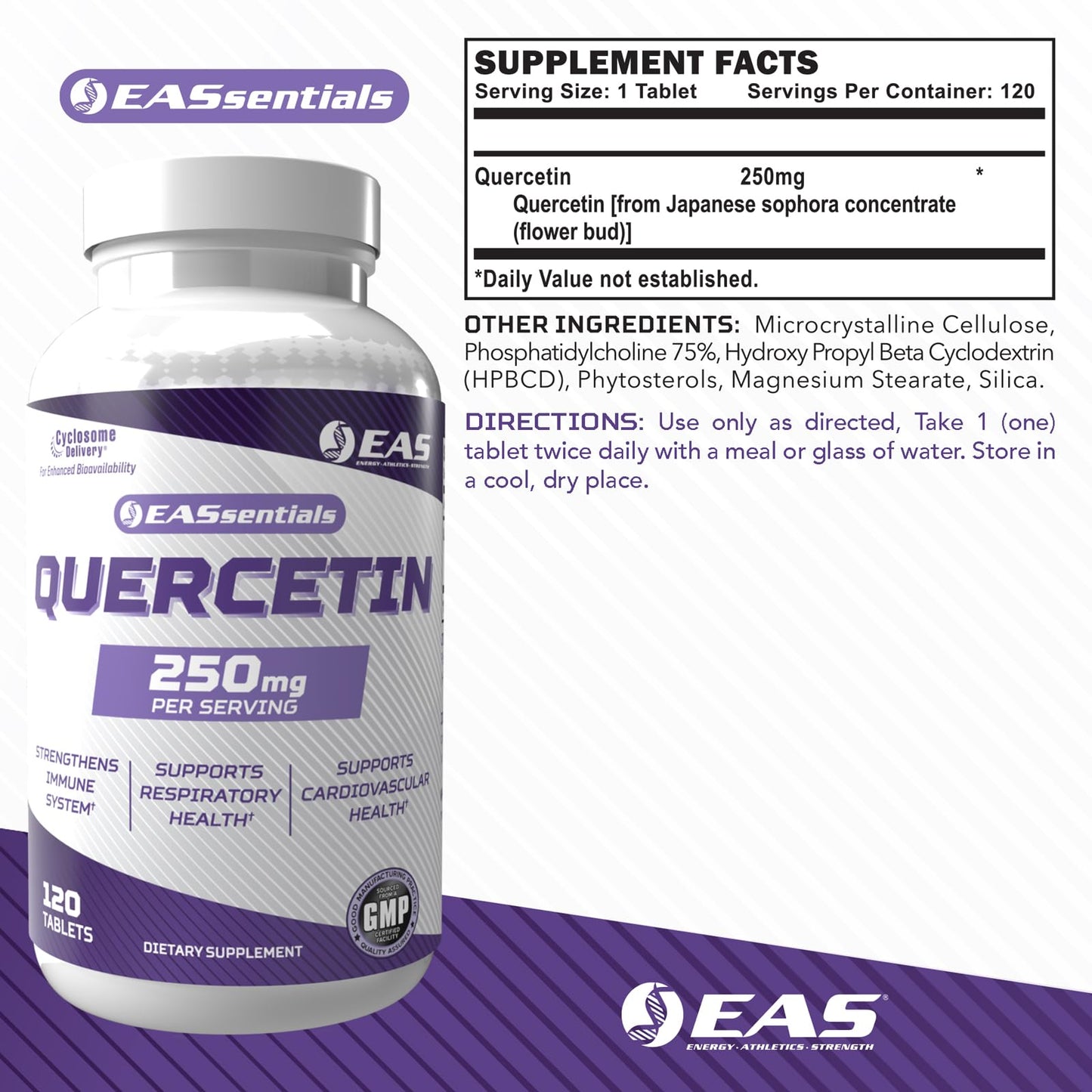 Experimental and Applied Sciences Quercetin 250mg Tablet, 120 Tablets