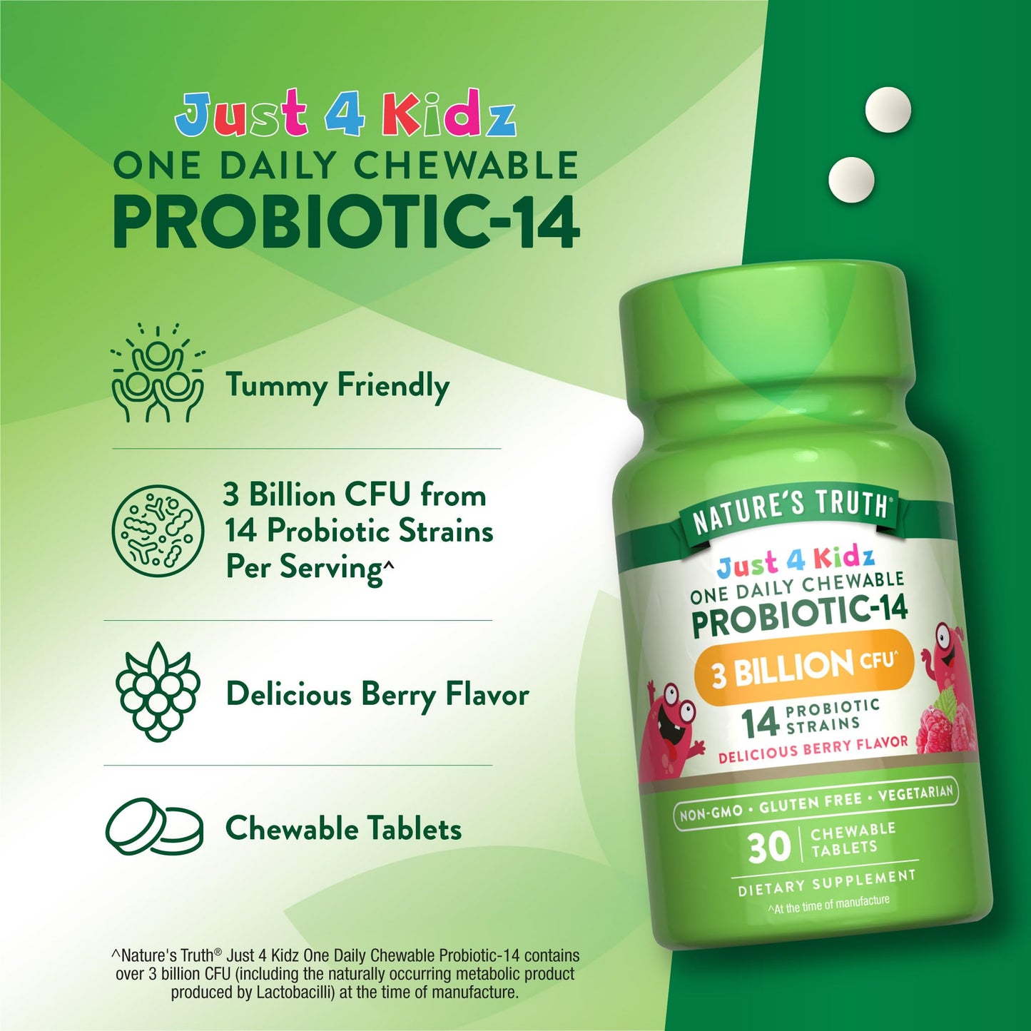 Nature's Truth Probiotics for Kids Chewable Tablets 30