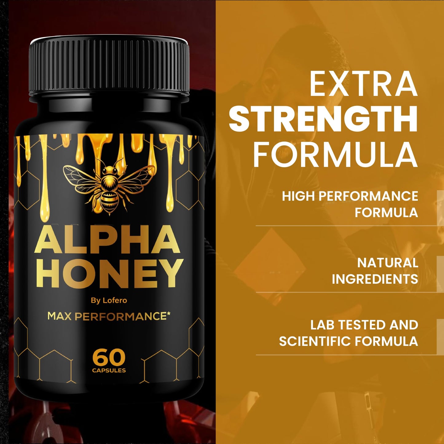 Lofero Alpha Honey Capsules - Advanced Maximum Strength AlphaHoney Performance Supplement for Men, 180 Capsules