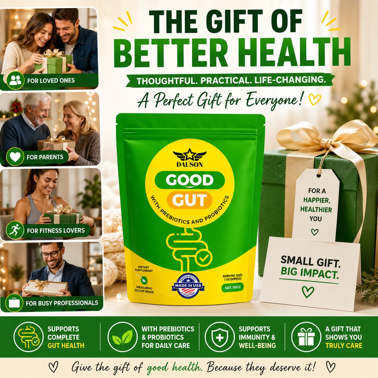 DAUSON Gut Health Supplement Powder 3.53 Ounce