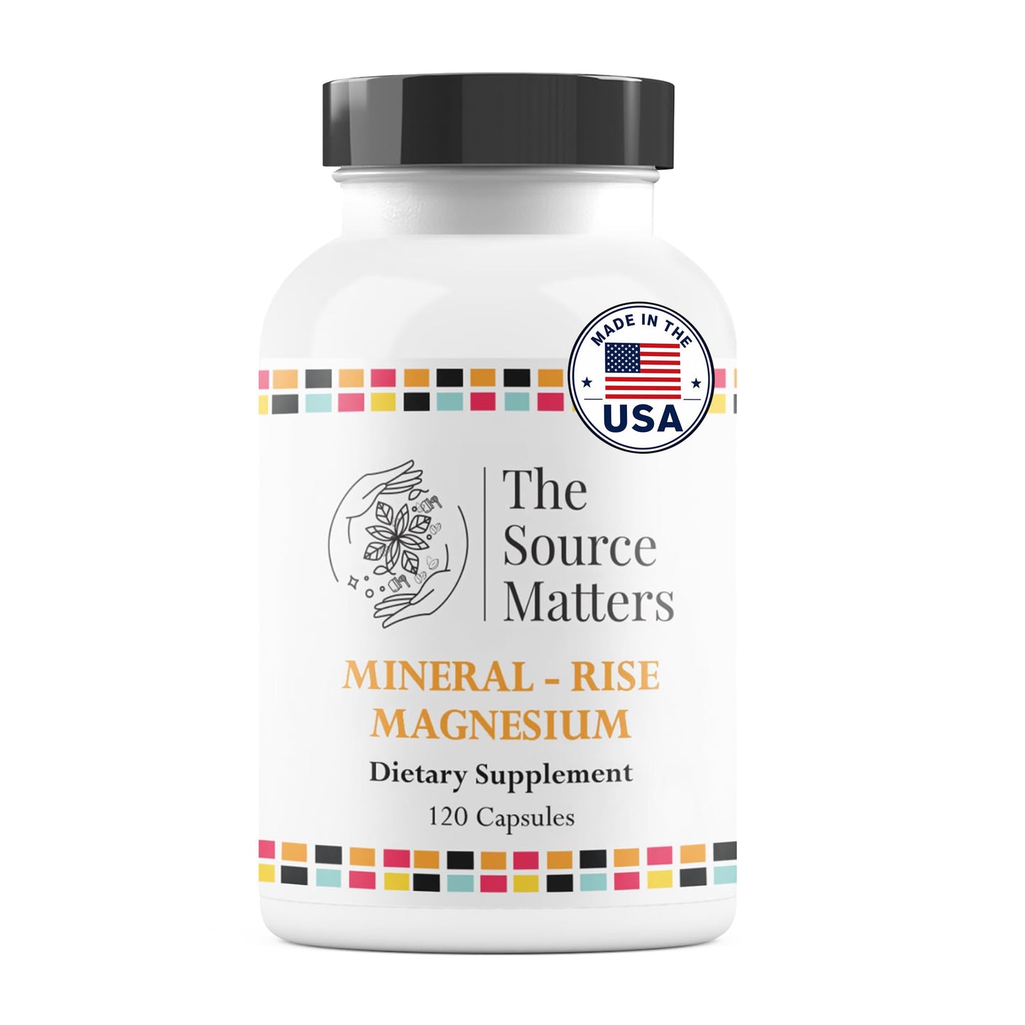 THE SOURCE MATTERS Rise Magnesium High Bioavailability Magnesium for Cardiovascular Support, Energy, Muscle Relaxation & Stress Relief, 120 Capsules