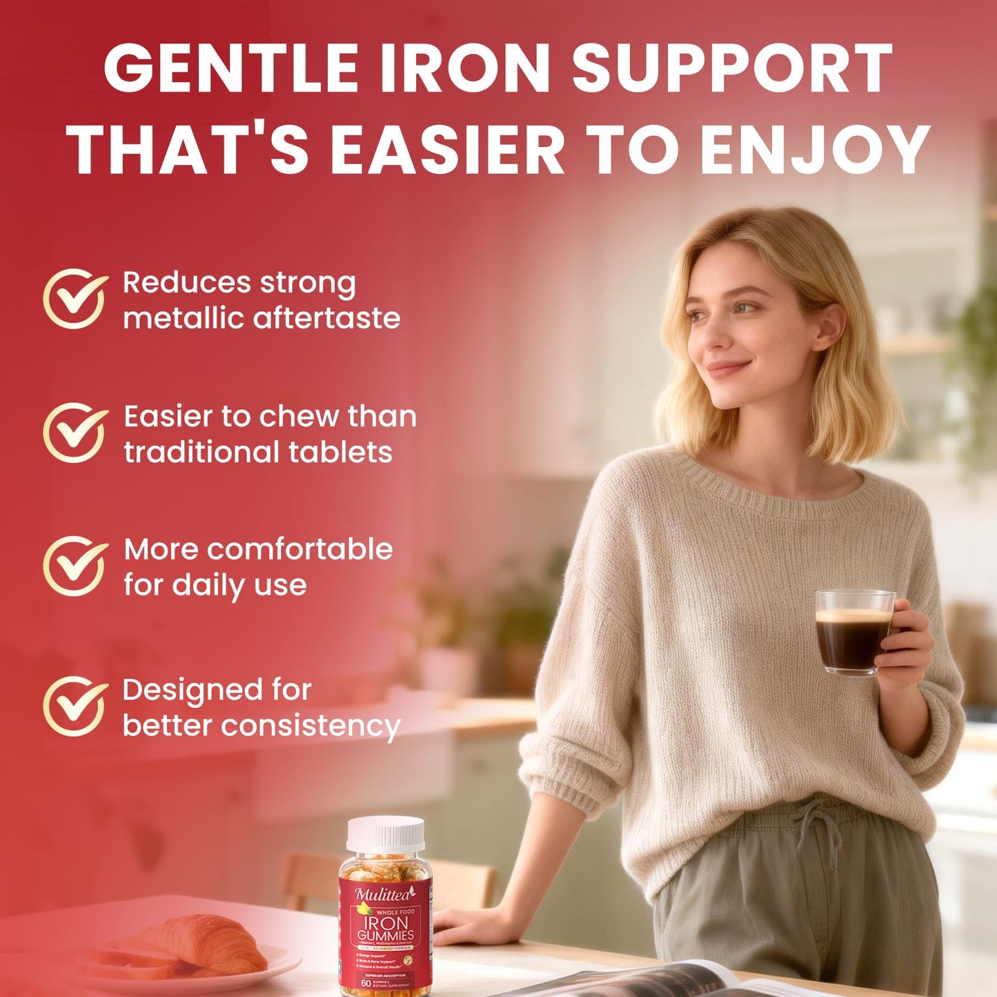 Mulittea Iron Supplement Gummy 120 Count