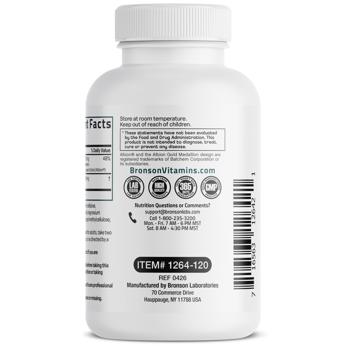 Bronson Magnesium Glycinate Plus Ashwagandha Dietary Supplement Tablet 120 Count