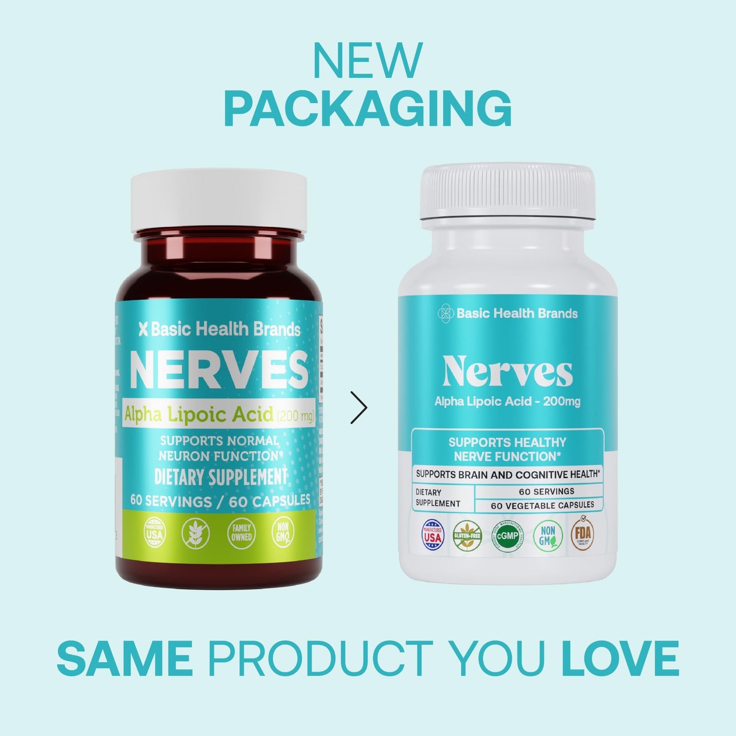 Basic Brands Nerves Alpha Lipoic Acid 200 mg Capsule, 60 Count