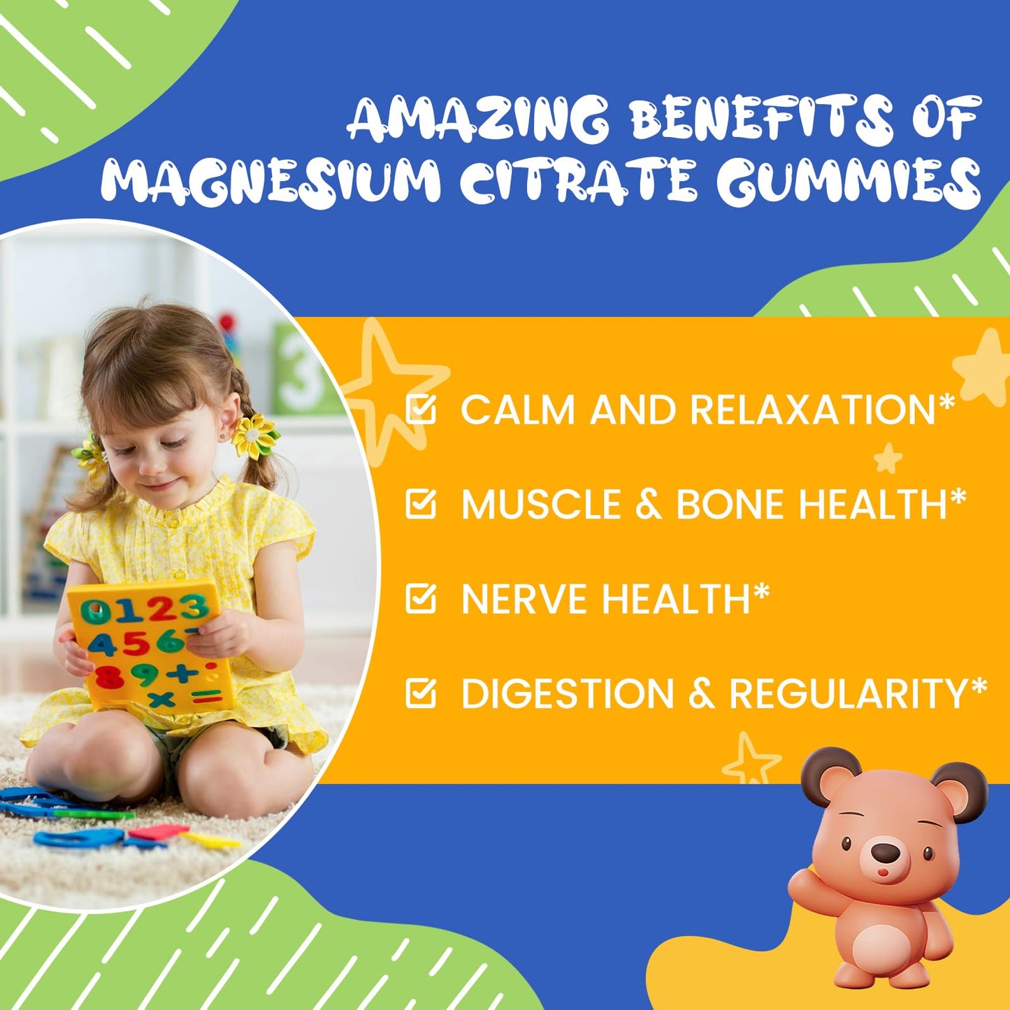 SEPT YAN Magnesium Gummies for Kids, 60 Count