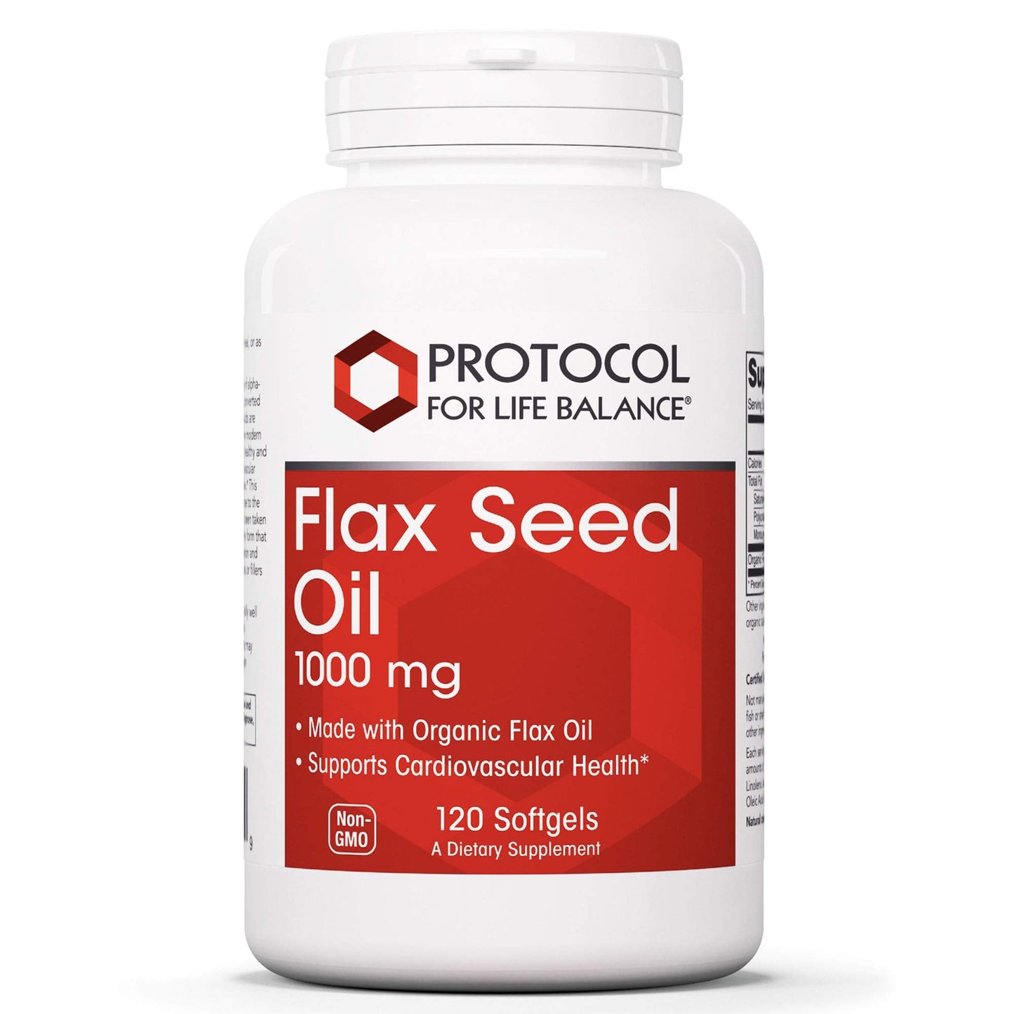 Protocol for Life Balance Flax Seed Oil 1000mg Organic Softgel, 120 Count