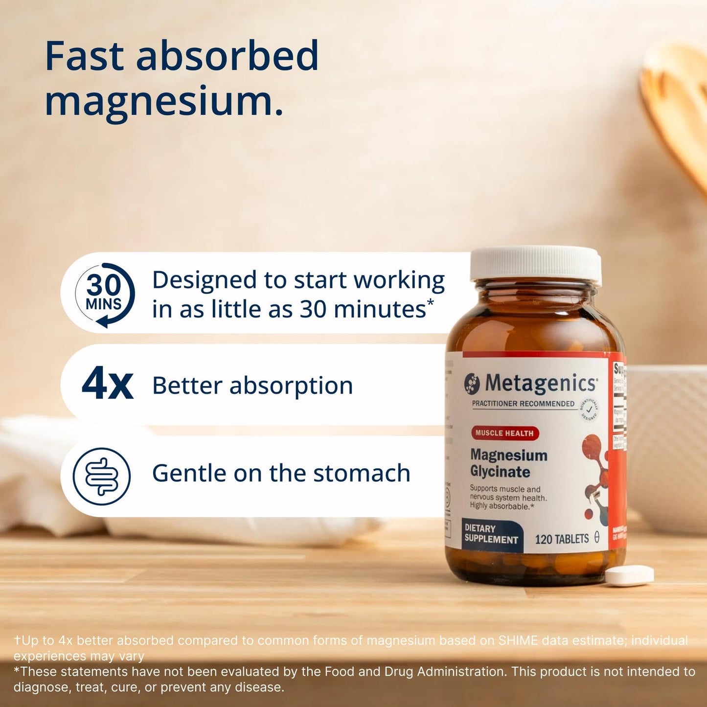 Metagenics Magnesium Glycinate 100mg Tablet 120 Count
