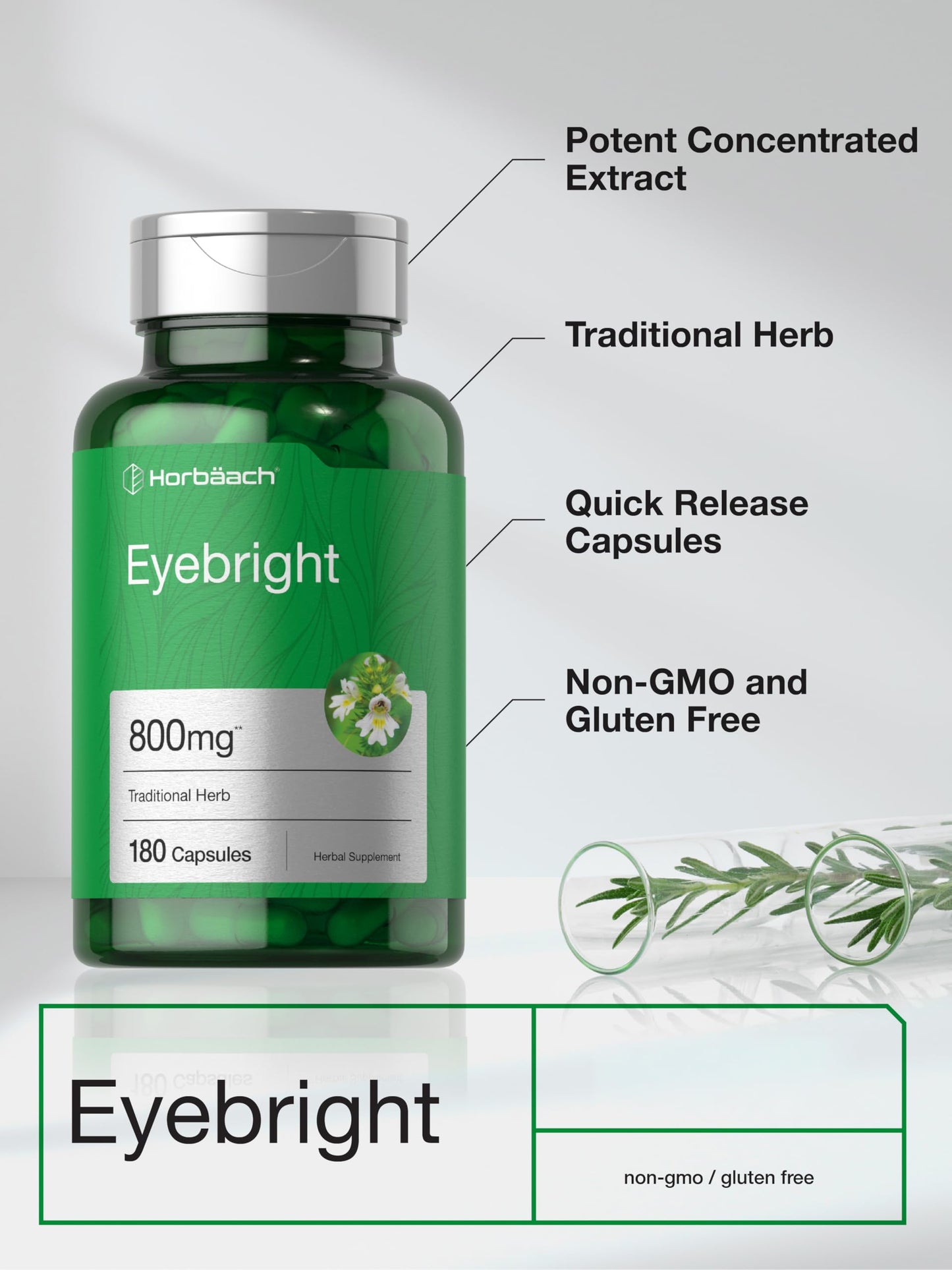 Horbäach Eyebright Herbal Supplement Capsules 180