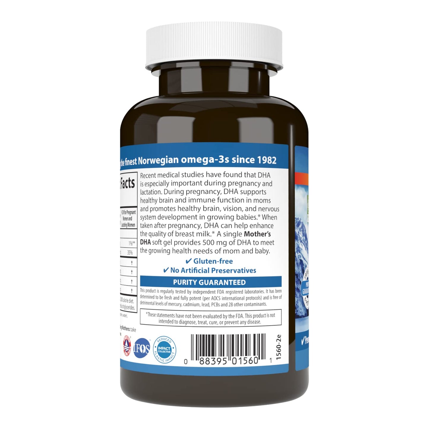 Carlson Mother's DHA 500 mg DHA Prenatal Support, Fetal Development & Immune Health, 60 Softgels