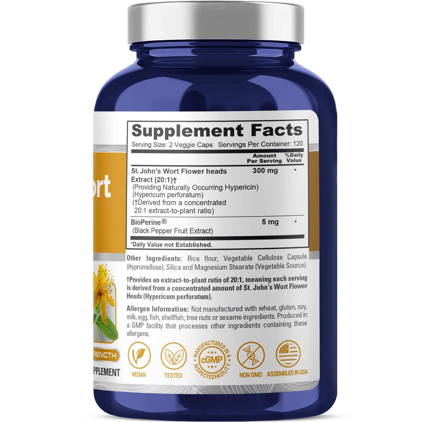 NusaPure St. John's Wort 300 mg Capsule, 240 Count