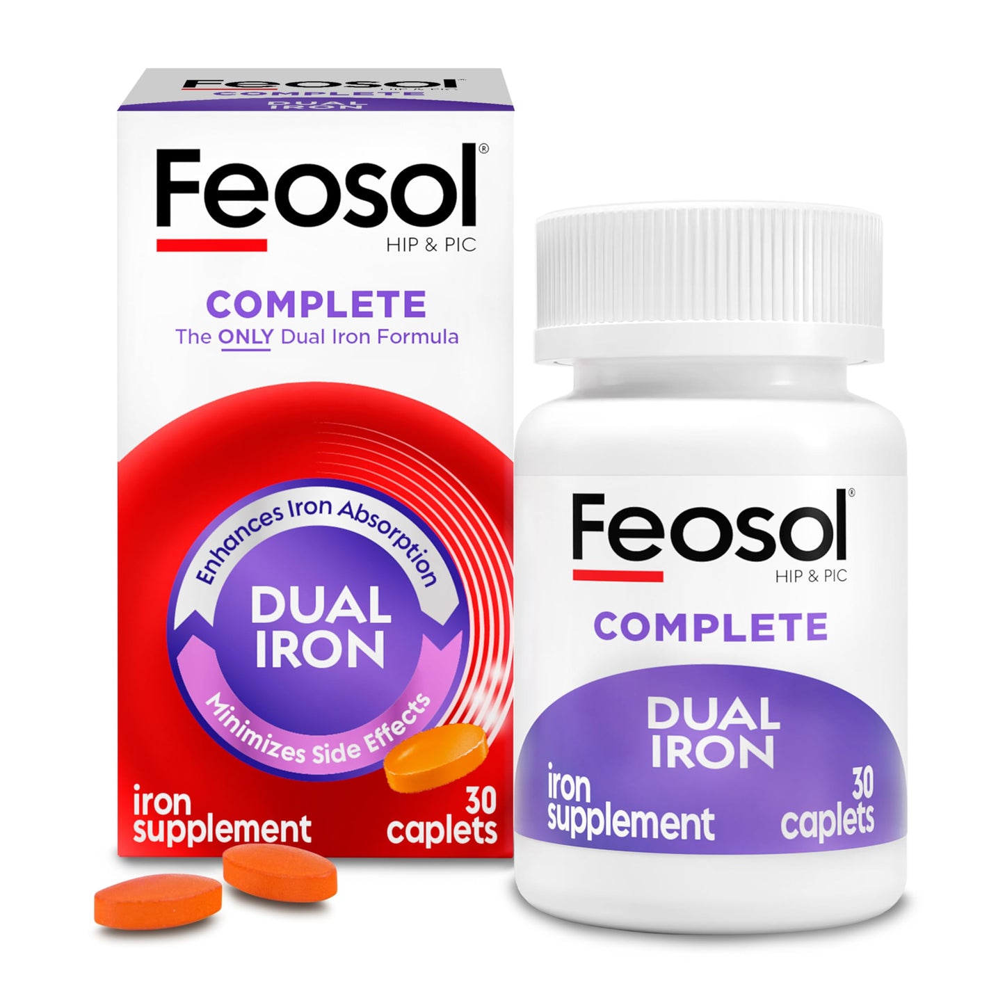 Feosol Complete Iron Supplement Caplets, 30 Count