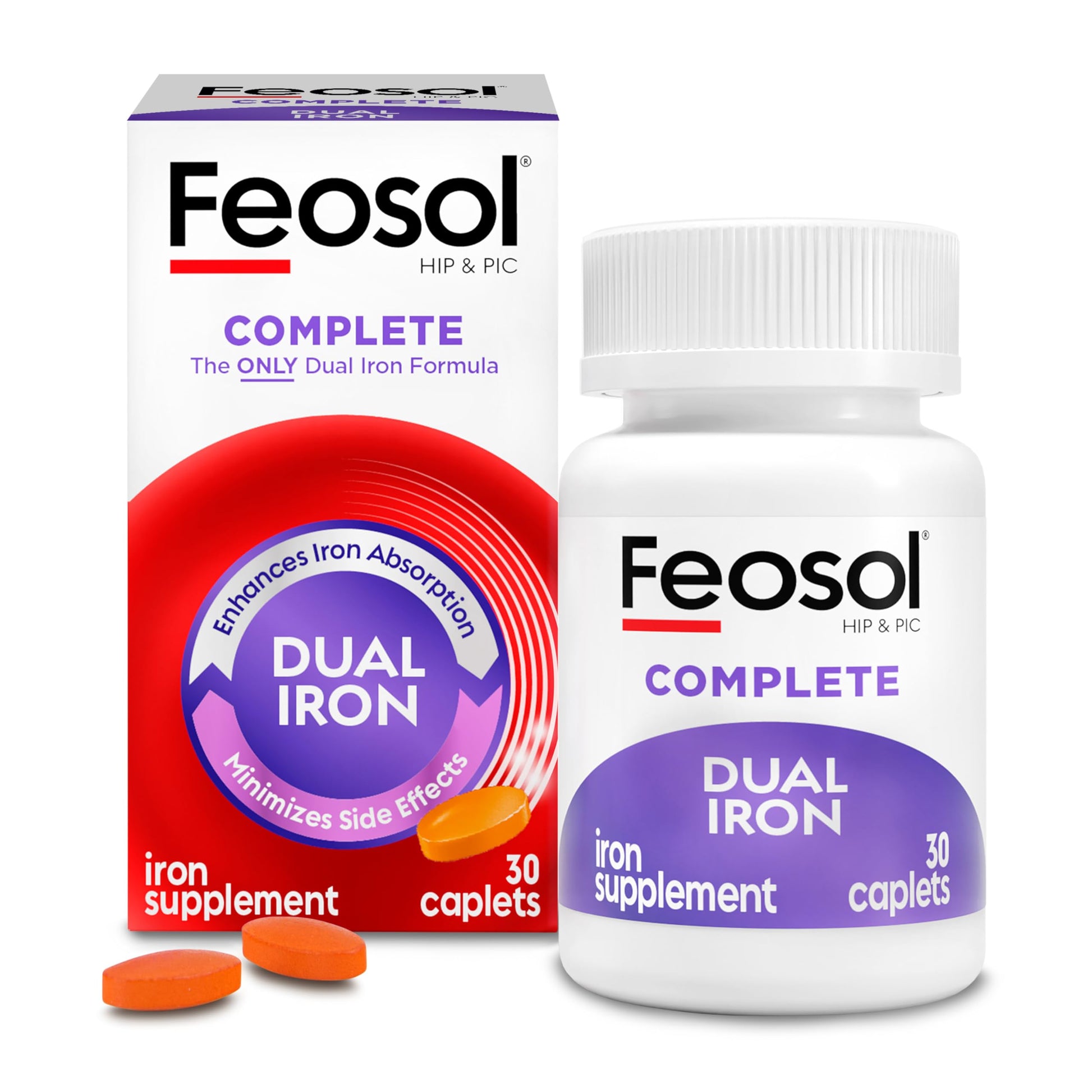 Feosol Complete Iron Supplement Caplets, 30 Count