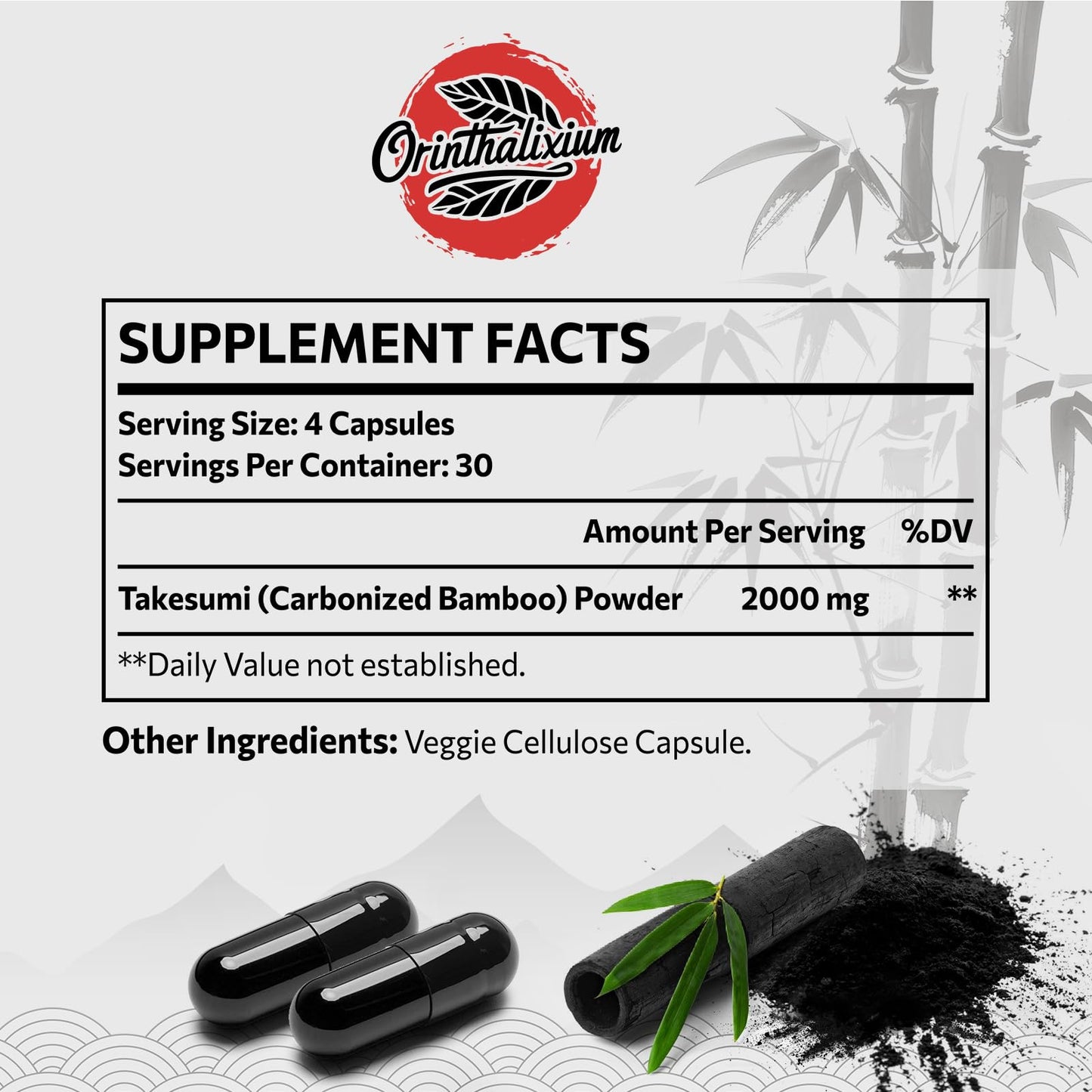 Orinthalixium Activated Charcoal Capsules 120 Capsules