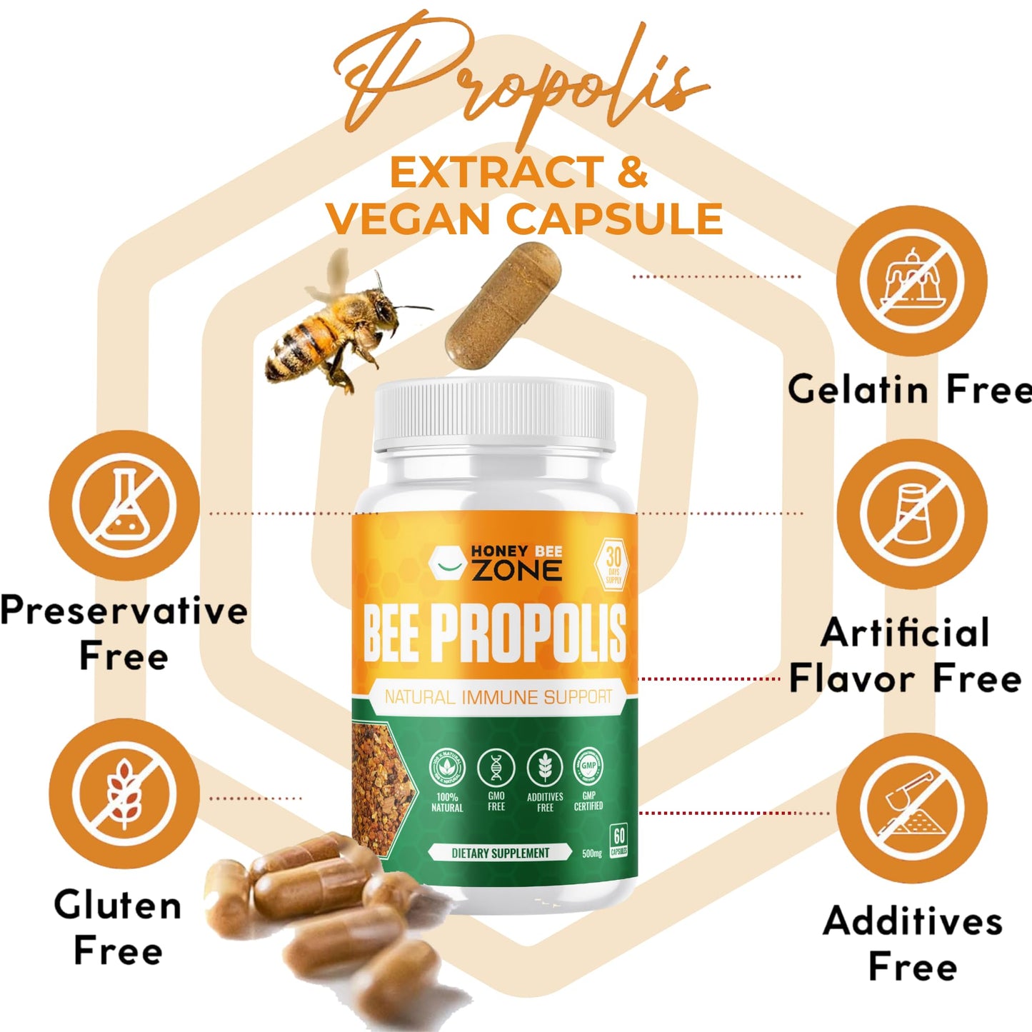 HONEYBEEZONE Bee Bread & Bee Propolis Capsules 120 Capsules