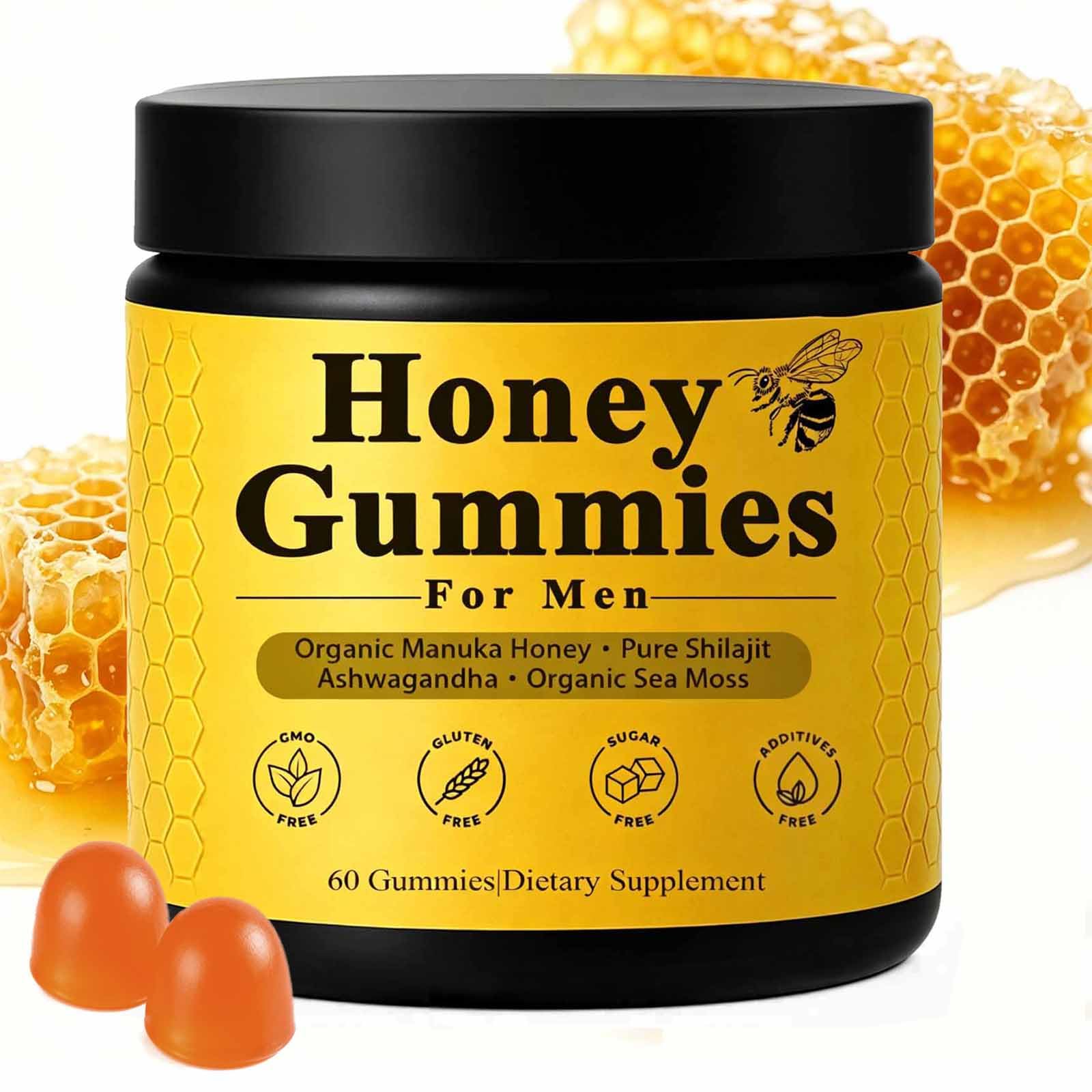 INFNTVITA Men’s Manuka Honey Gummies – Shilajit, Sea Moss & Ashwagandha Blend – Daily Energy, Stamina & Vitality Support – 60 Gummies