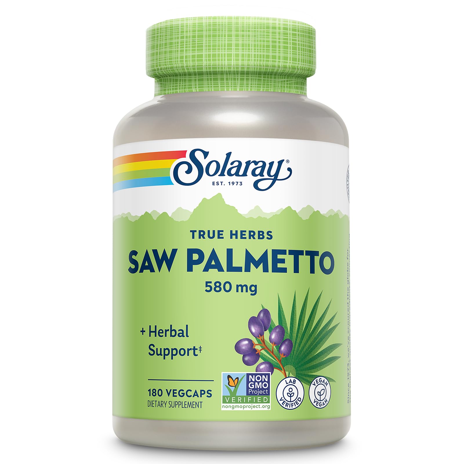 Solaray Saw Palmetto Berries 580 mg Capsule, 180 VegCaps