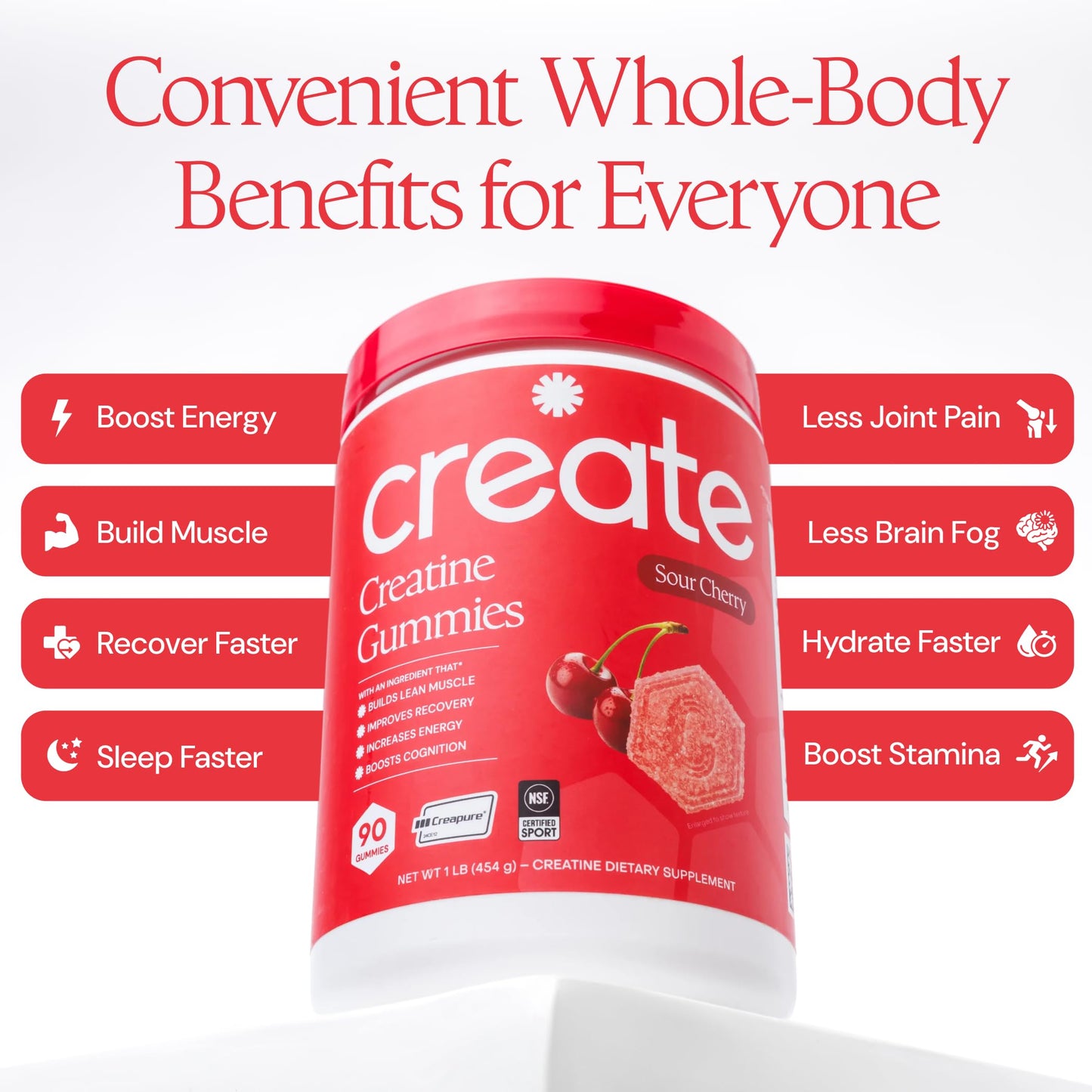 Create Creatine Monohydrate Gummies, 90 Count