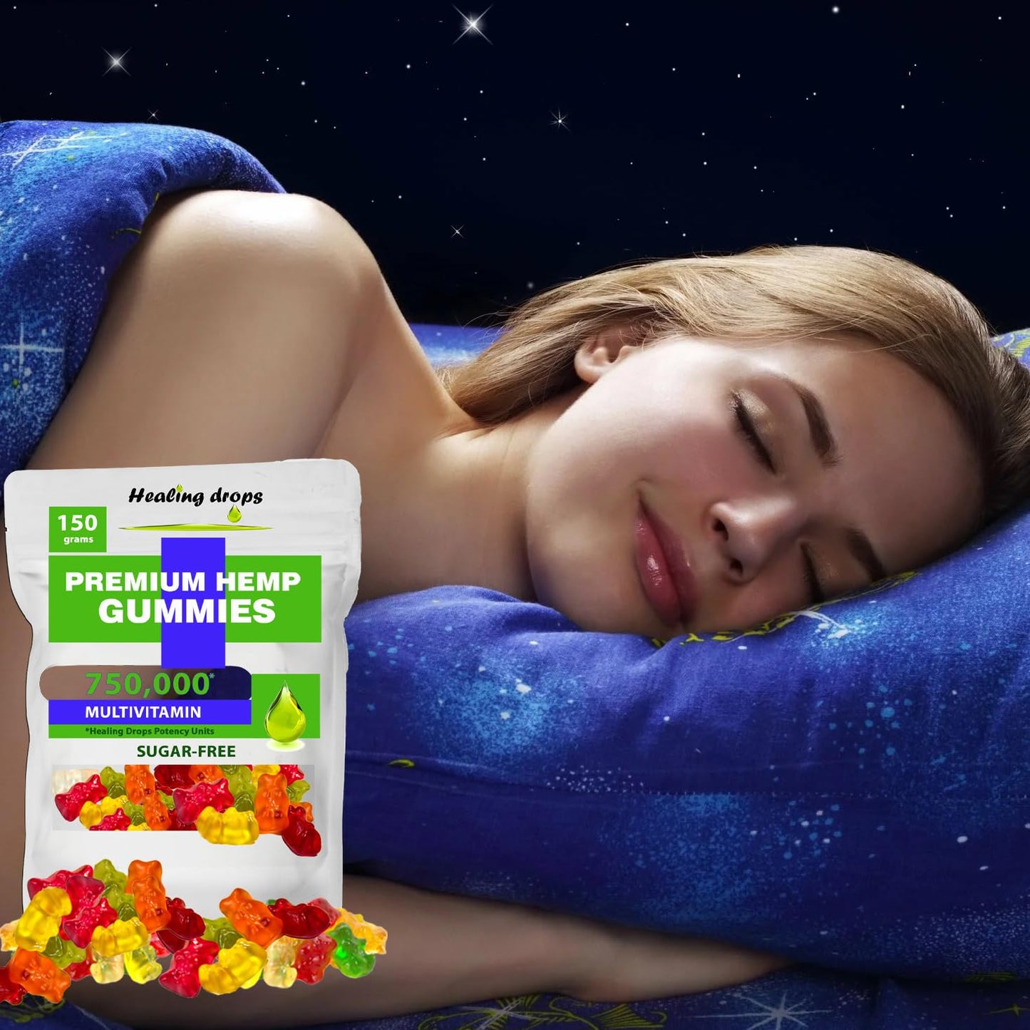 HEALING DROPS Hemp Gummies Omega-3-6-9 Chewable 42 Count