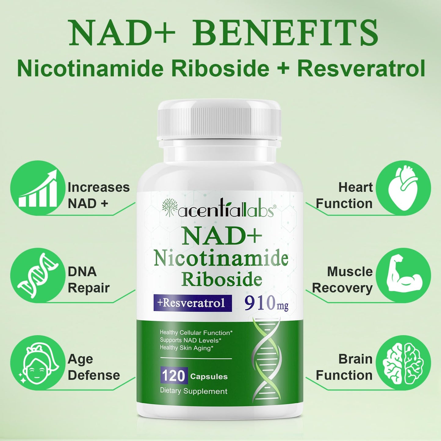 NIFEISHI NAD+ Supplement Nicotinamide Riboside Liposomal, 910 mg, 120 Capsules