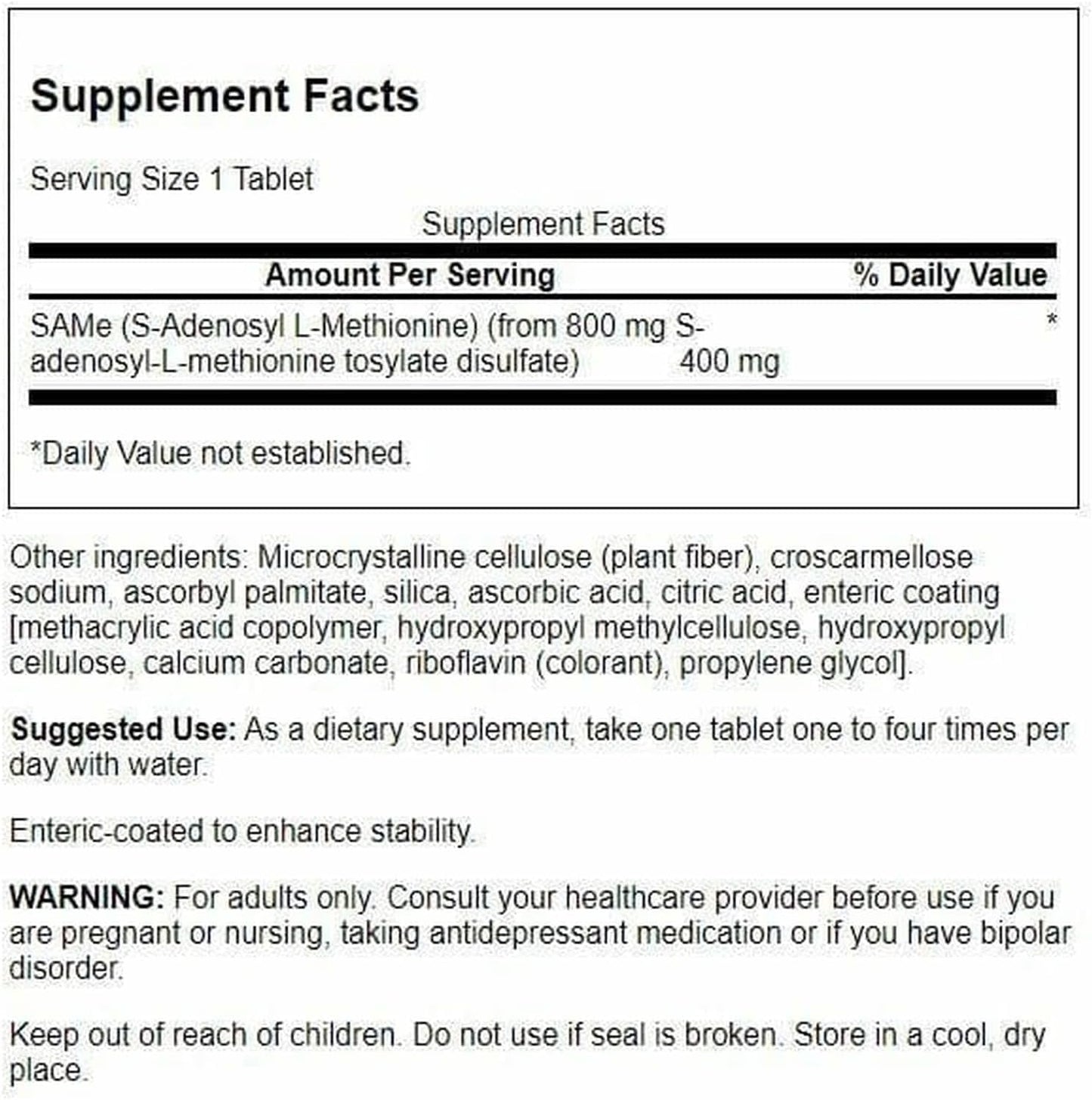 Swanson Ultra SAMe 400 mg Tablets, 30 Count