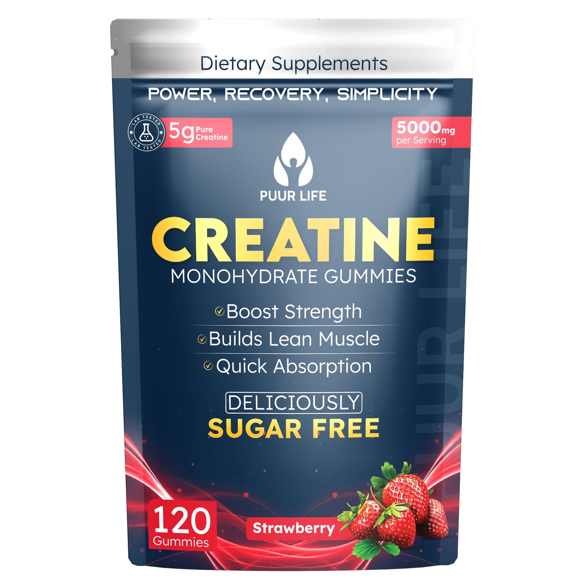 PUUR LIFE Creatine Monohydrate Gummies 120 Count