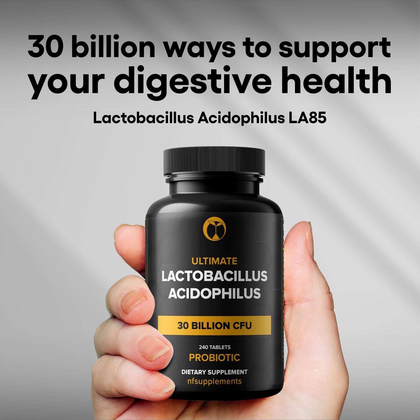 Natural Foundation Supplements Lactobacillus Acidophilus Probiotic Supplement 30 Billion CFU 240 Tablets