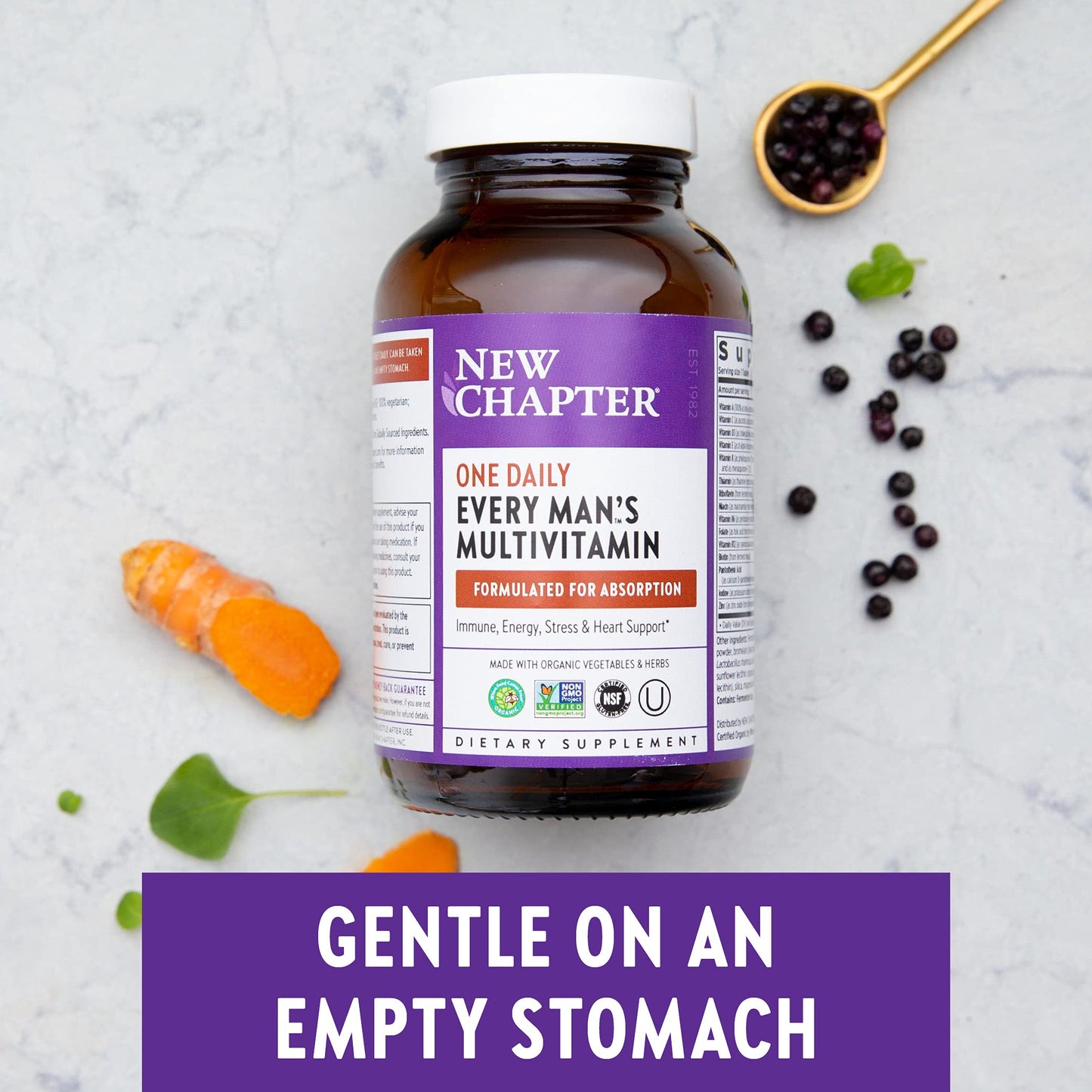 New Chapter Men’s Multivitamin + Immune, Energy & Stress Support – Every Man’s One Daily with Fermented Probiotics & Whole Foods + Vitamin D3 + Vitamin B6 & B12 + Organic Non-GMO Ingredients, Gummy 24 Count