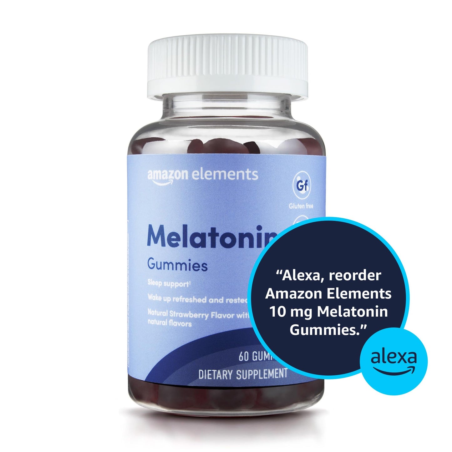 Amazon Elements Melatonin Gummies 10mg Sleep Support, 60 Gummies