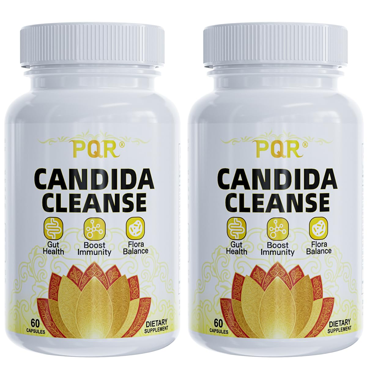 PQR Candida Cleanse - Gut & Colon Support, Natural Herbal Formula, Include Oregano Leaf, Wormwood, Black Walnut, Caprylic Acid-1, 120 Capsules