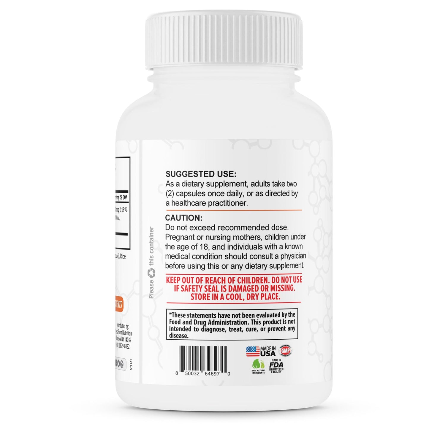 TerraForm Nutrition Complete Magnesium Complex - 4 Forms of Magnesium (Glycinate, Malate, Oxide & Citrate) Plus Aquamin for Support of Muscles, Sleep, Energy & Relaxation, 60 Capsules