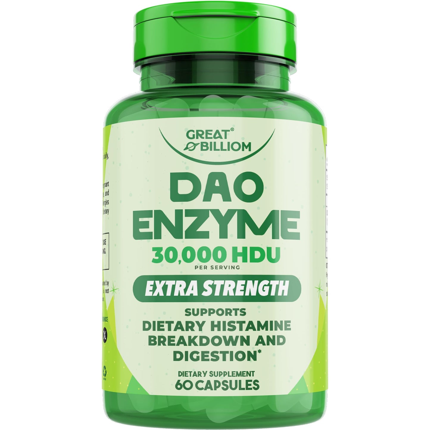 GREAT BILLIOM DAO Enzyme Supplement Diamine Oxidase Histamine, 60 Capsules
