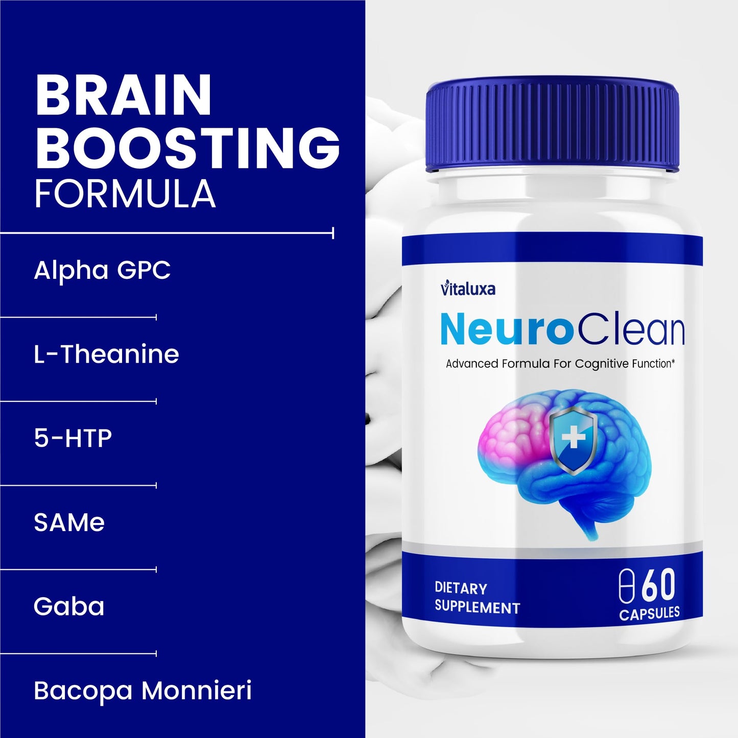 Vitaluxa Neuro Clean Brain Supplement Capsules, 120 Capsules