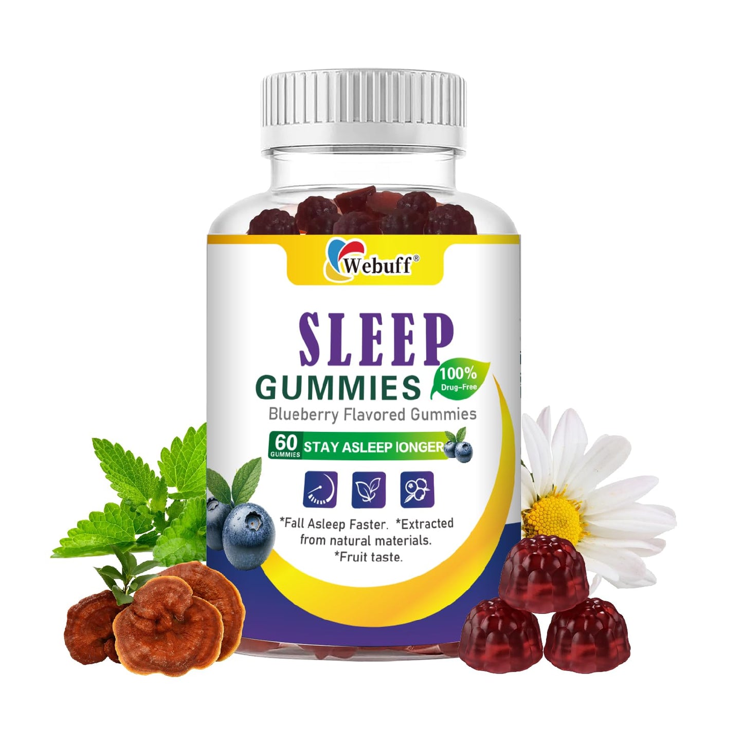 Webuff Sleep Gummies with 5mg Melatonin for Adults, 60 Gummies