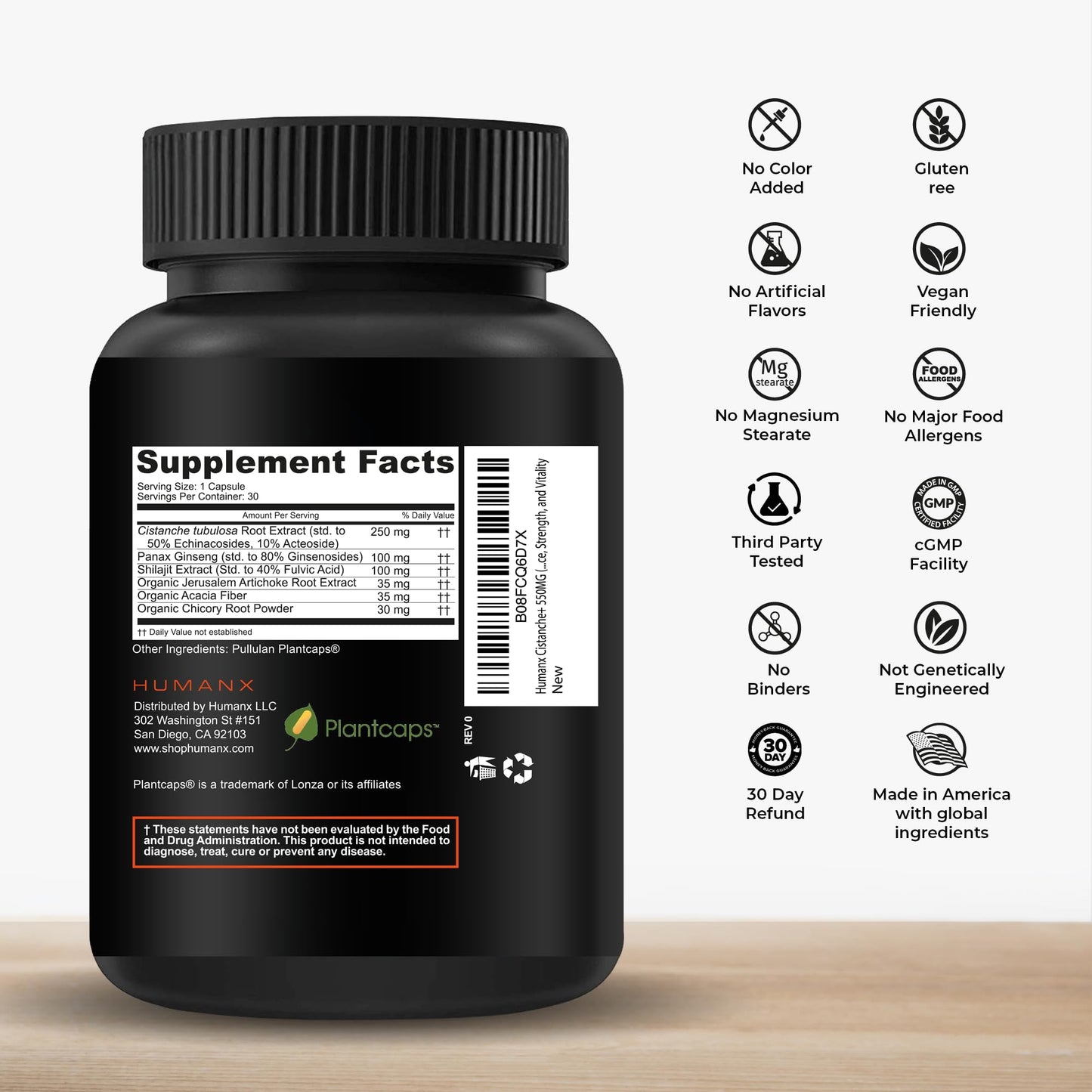 Humanx Cistanche+ 550MG Capsules, 30 Count