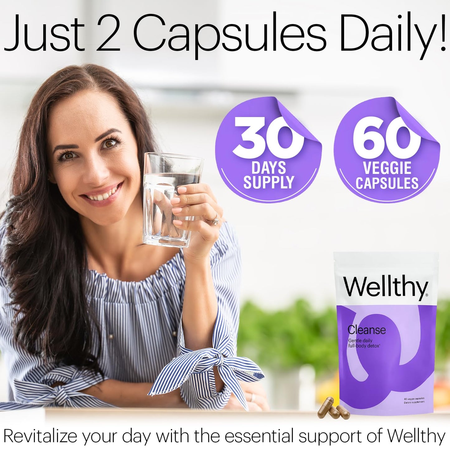 Wellthy Full Body Detox and Immune Support Capsule 60 Count
