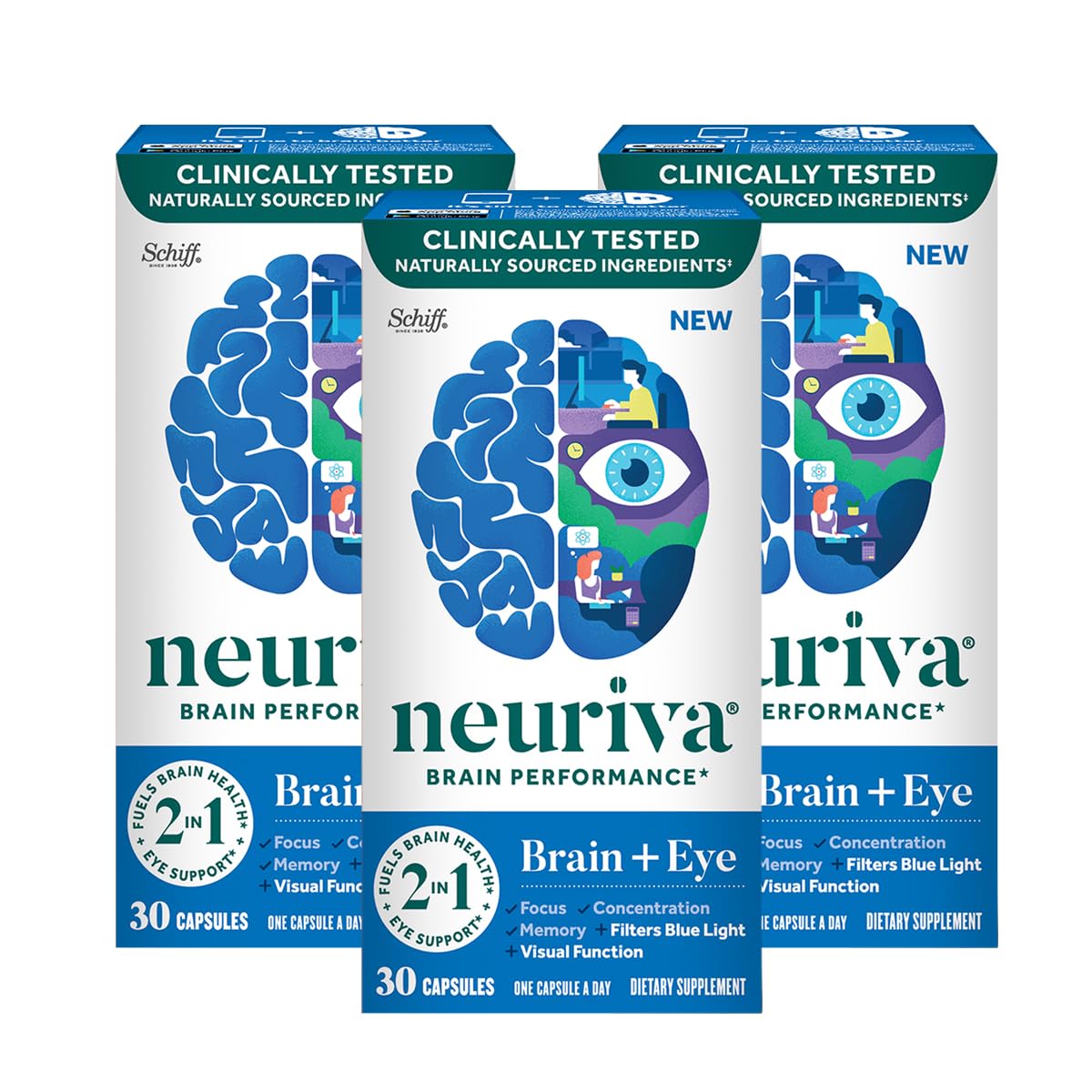 NEURIVA Brain + Eye Supplement, 90 Capsules