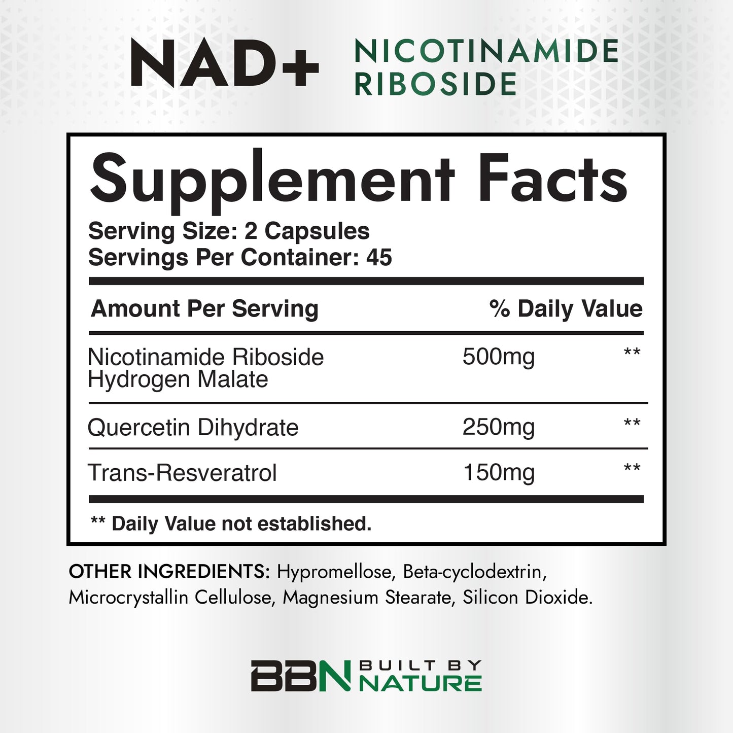 Built by Nature NAD Supplement Capsules 90 Count