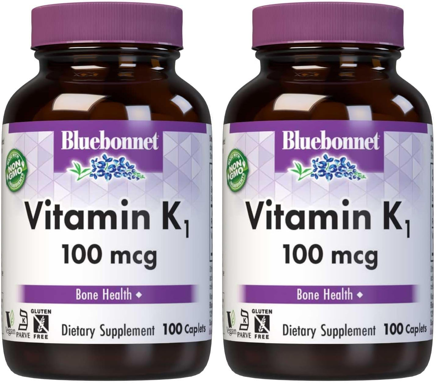BlueBonnet Vitamin K1 100 mcg Supports Bone Health Caplets 200 Count