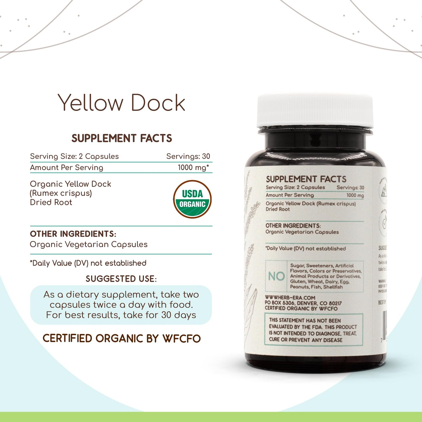 HerbEra Yellow Dock USDA Organic 60 Capsules