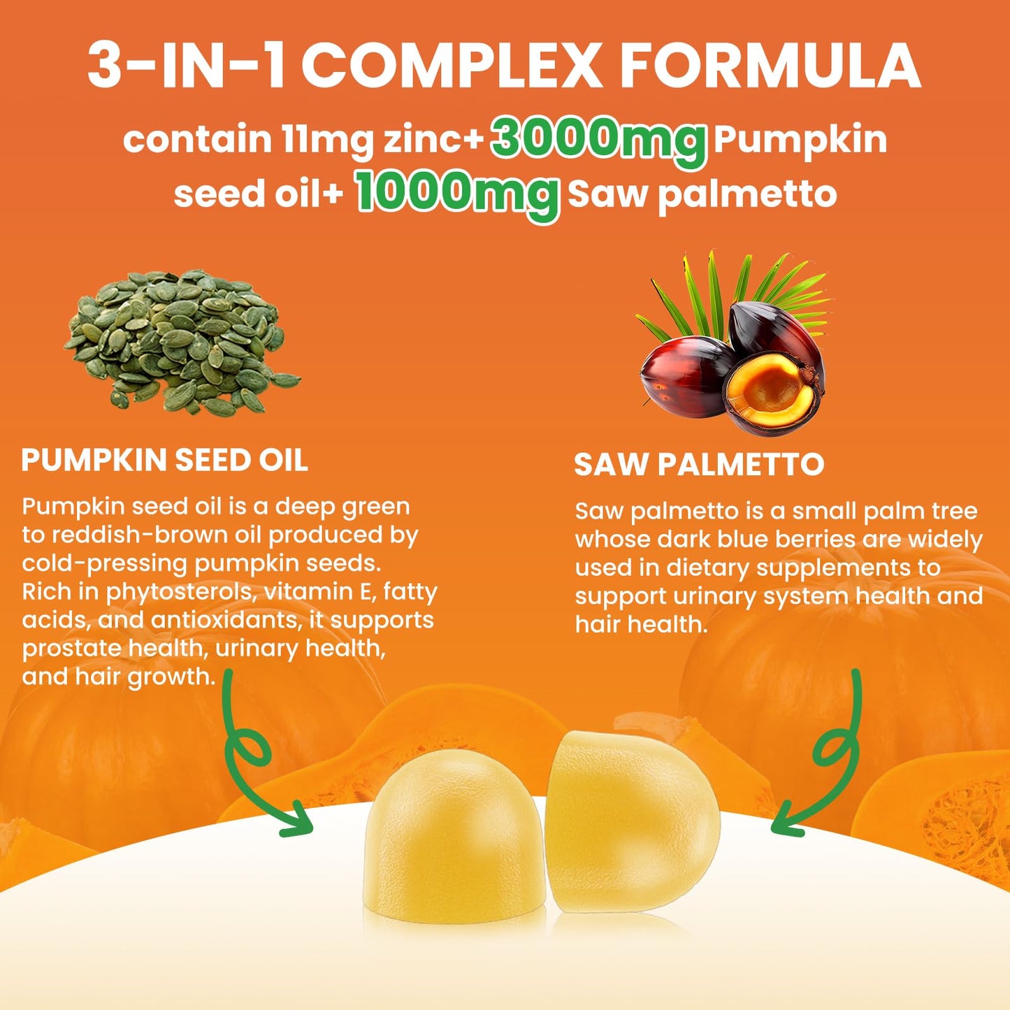 Jabsah Pumpkin Seed Oil with Saw Palmetto Gummies 120 Count