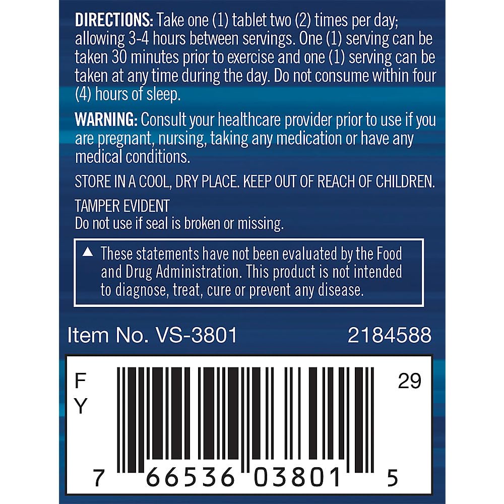 BodyTech Natural Caffeine Tablet, 100 Tablets