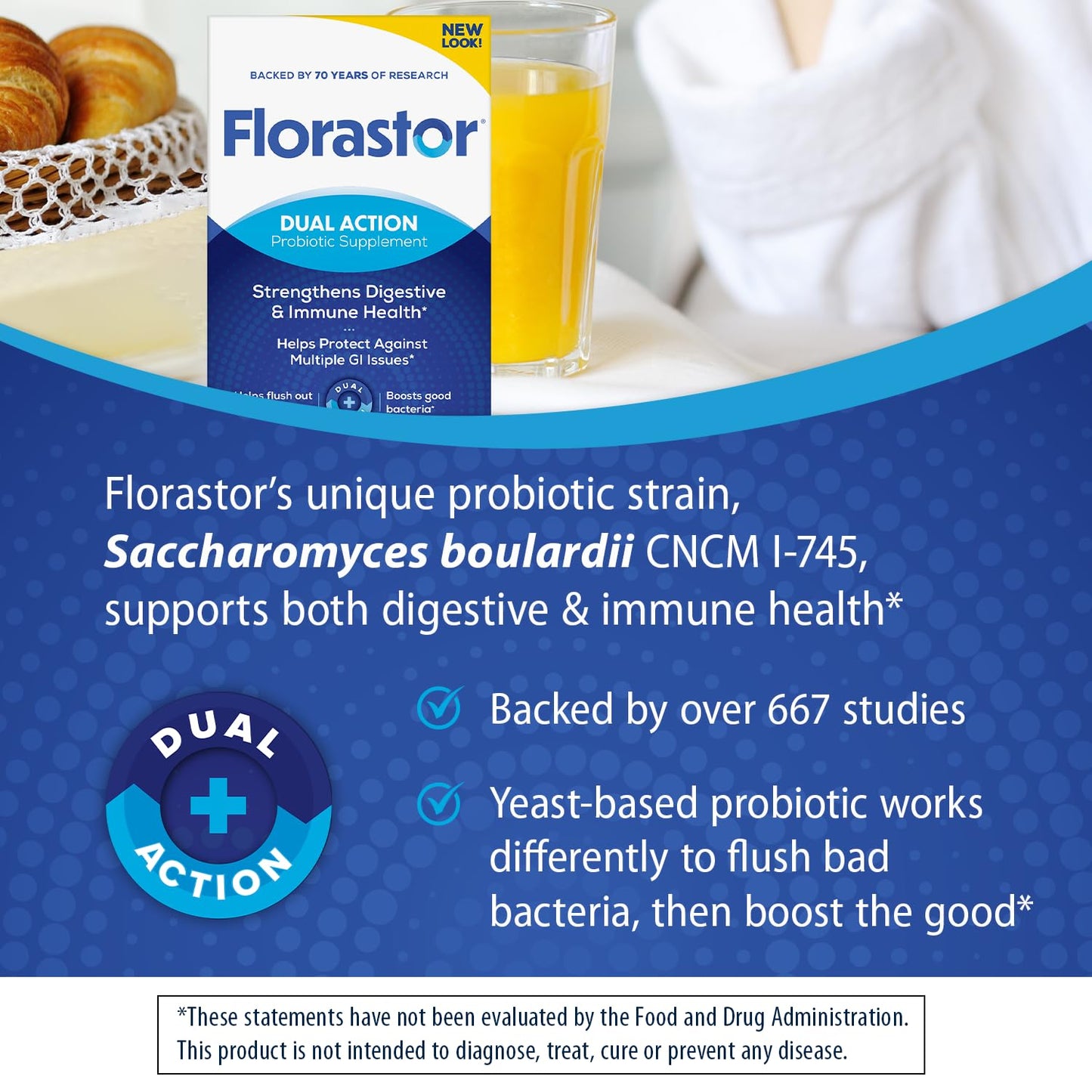 Florastor Probiotics for Digestive and Immune Health Capsules, 54 Count
