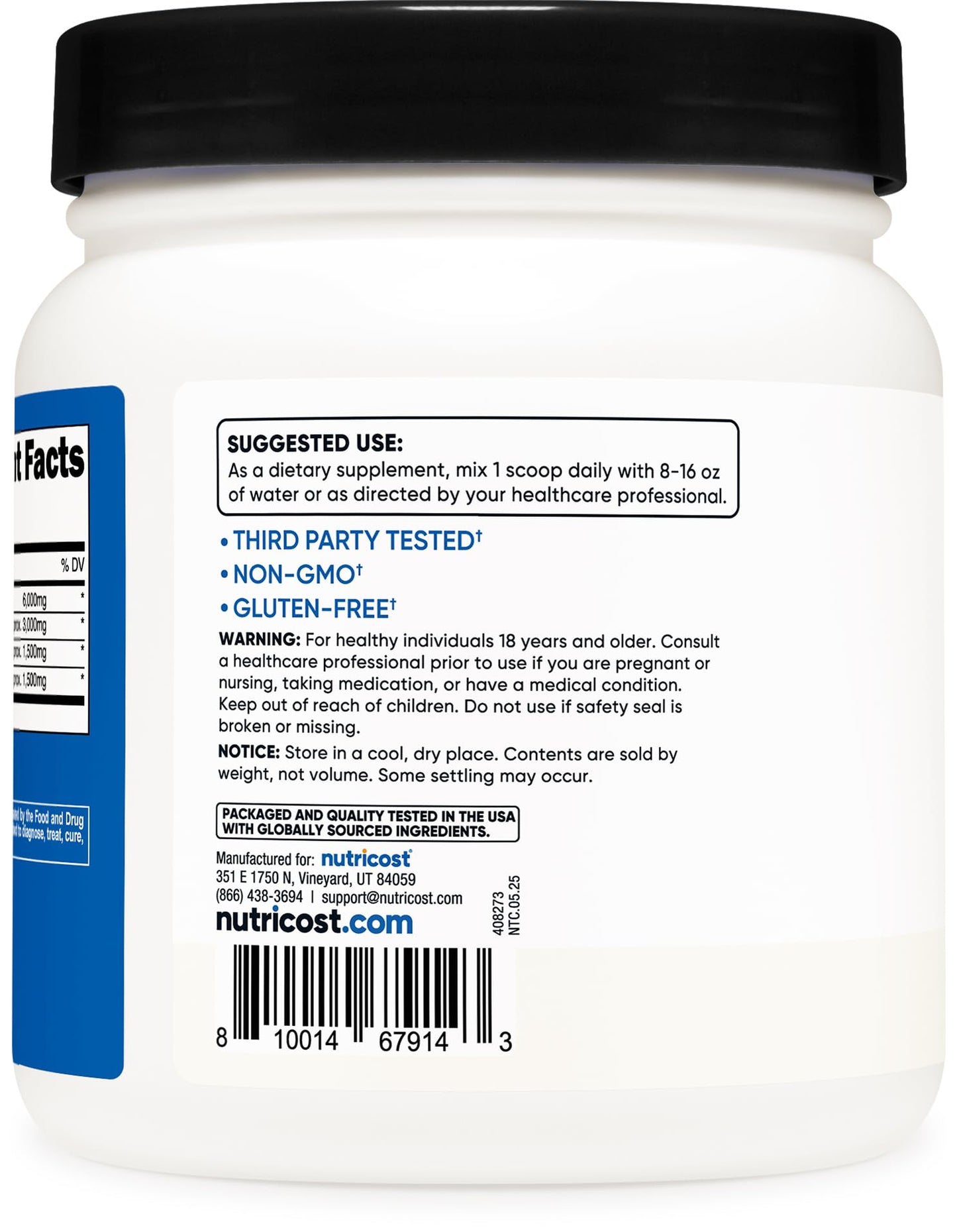 Nutricost BCAA Powder 2:1:1, Unflavored, 19.2 oz