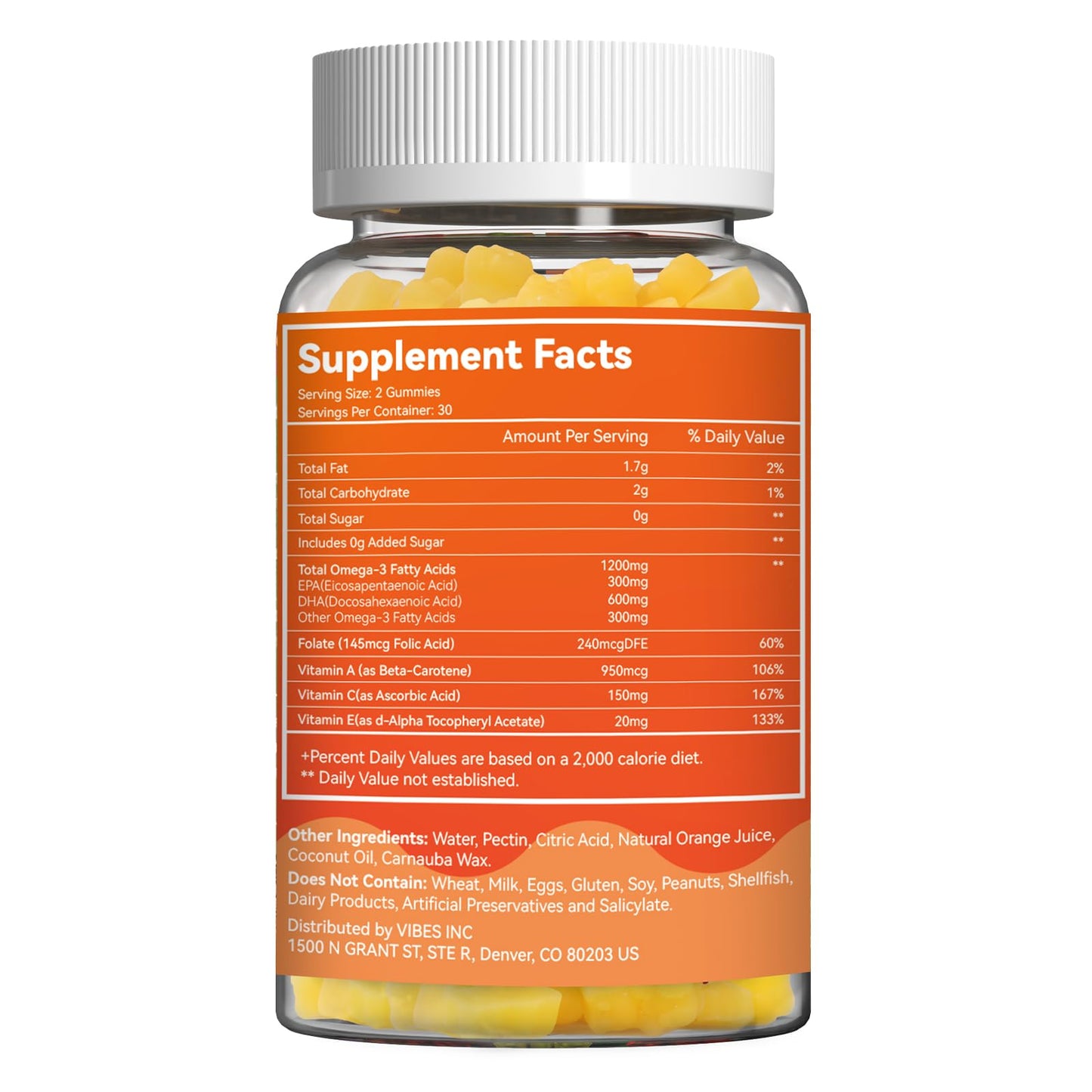 Babivek Omega-3 Gummies Vegan 1200mg EPA and DHA, 120 Count